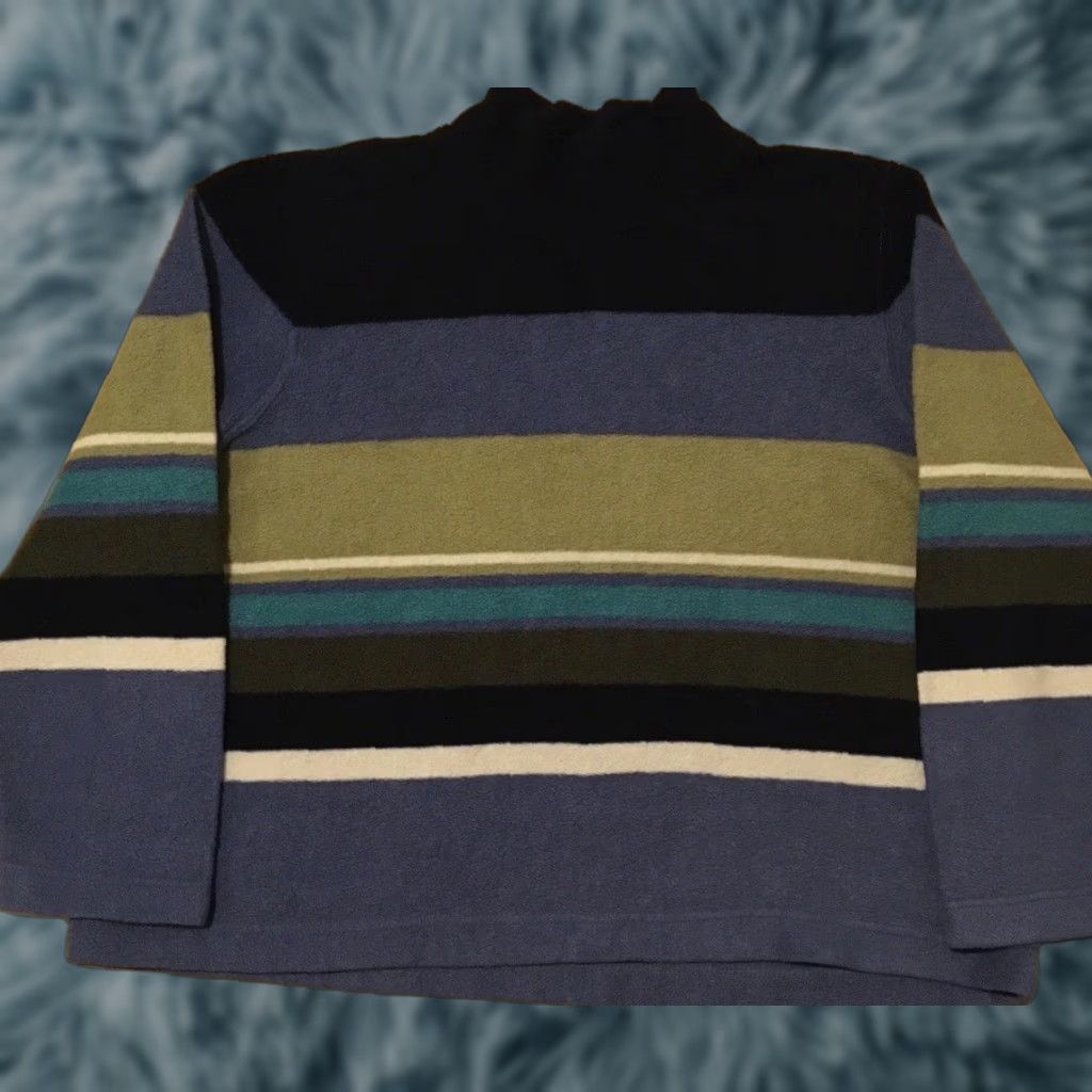 Vintage Vtg 90s Faded Striped Mock Neck Boxy Sweatshirt XL Blue Hoodie Women Pullover 80s 90s Grunge Surf Skate Vaporwave Vintage-style Size XL / US 12-14 / IT 48-50 - 1 Thumbnail
