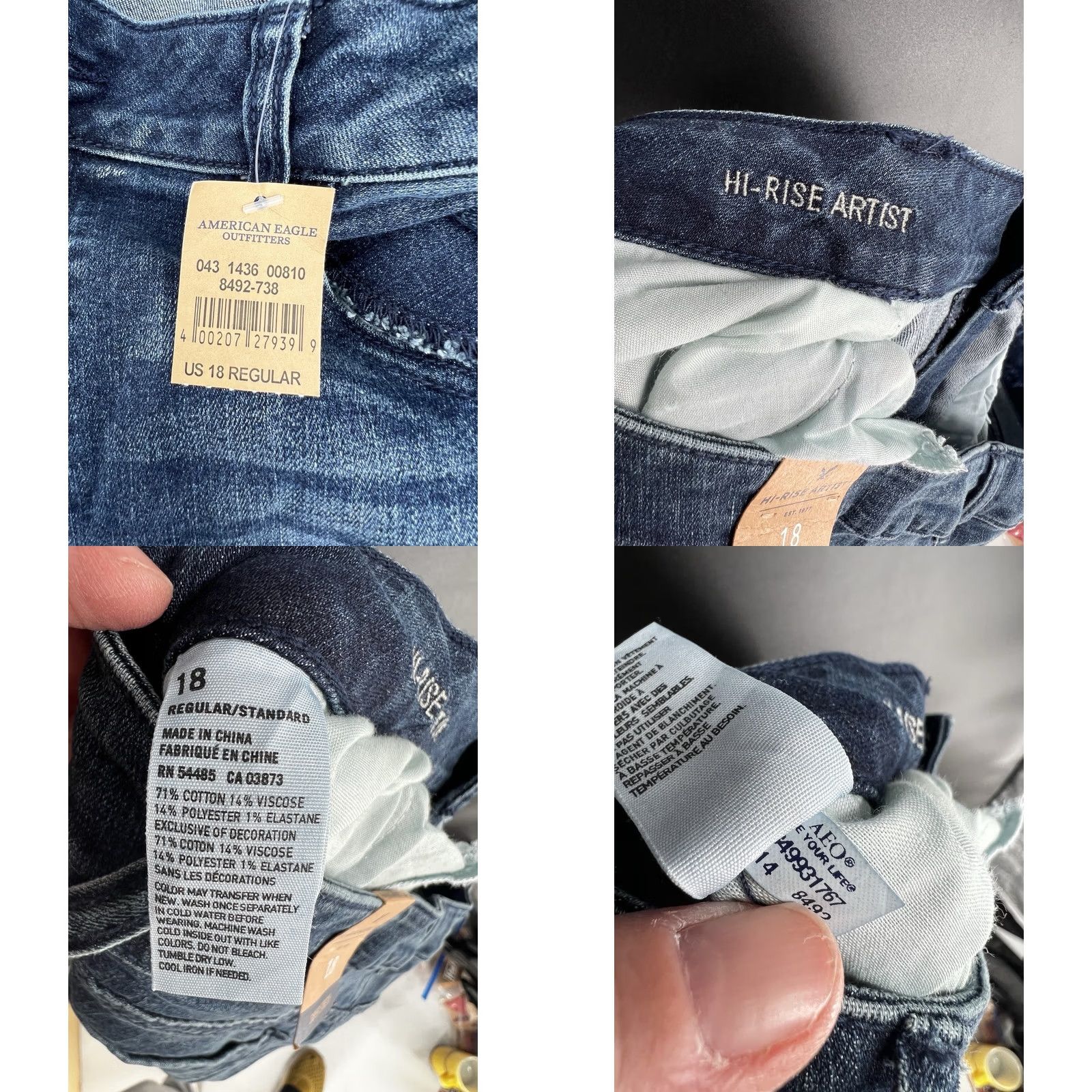 American Eagle Outfitters VINTAGE? No — American Eagle Hi-Rise Boho Artist Flare Jeans Blue 18 Regular Womens Jeans 5-Pocket Retro 70s Boho Stretch Indigo Bright Indigo Size 40" / US 18 - 9 Thumbnail