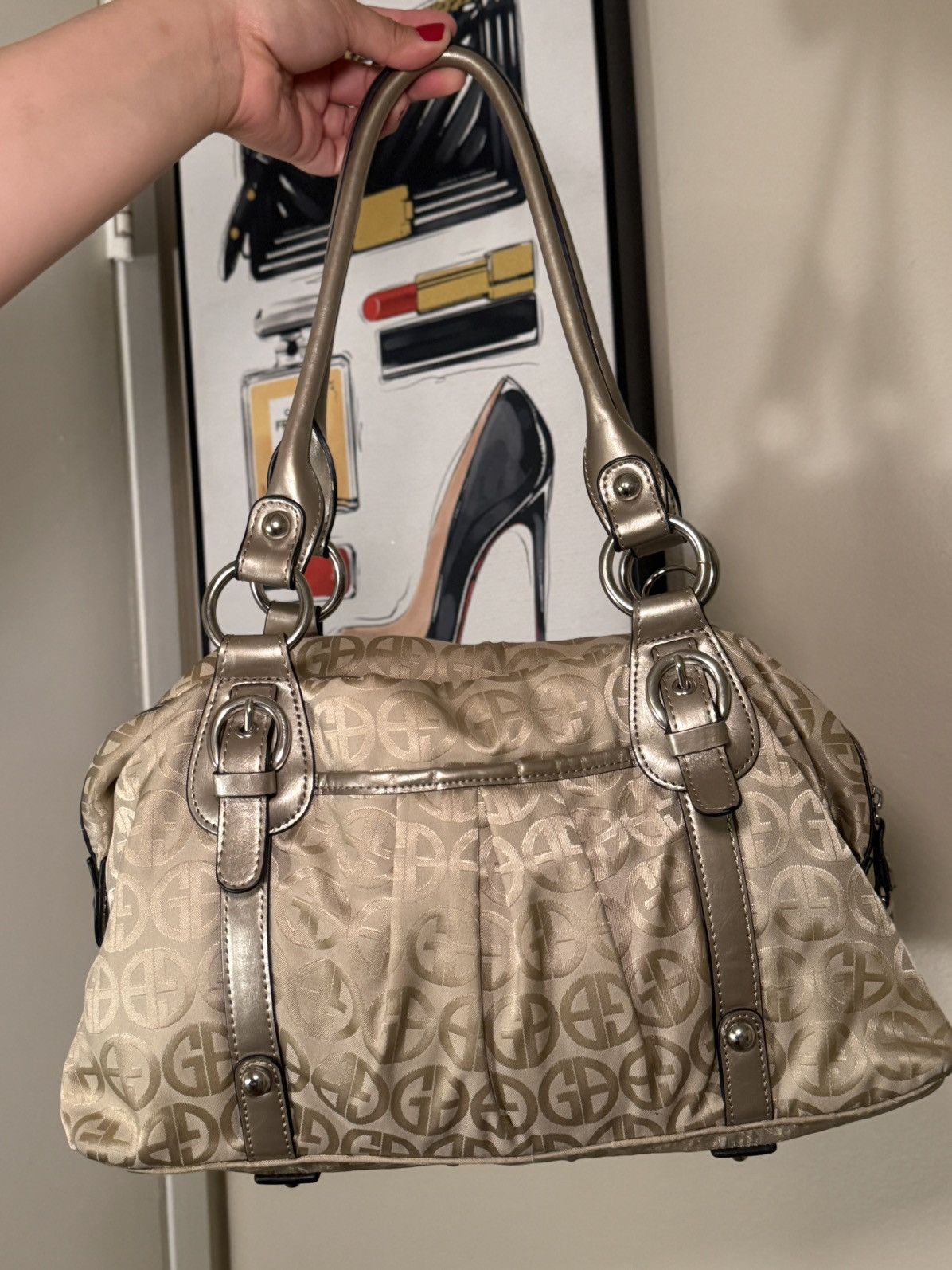 Giani Bernini Vintage Giani Bernini Gold Tan Monogram Handbag Size ONE SIZE - 8 Thumbnail