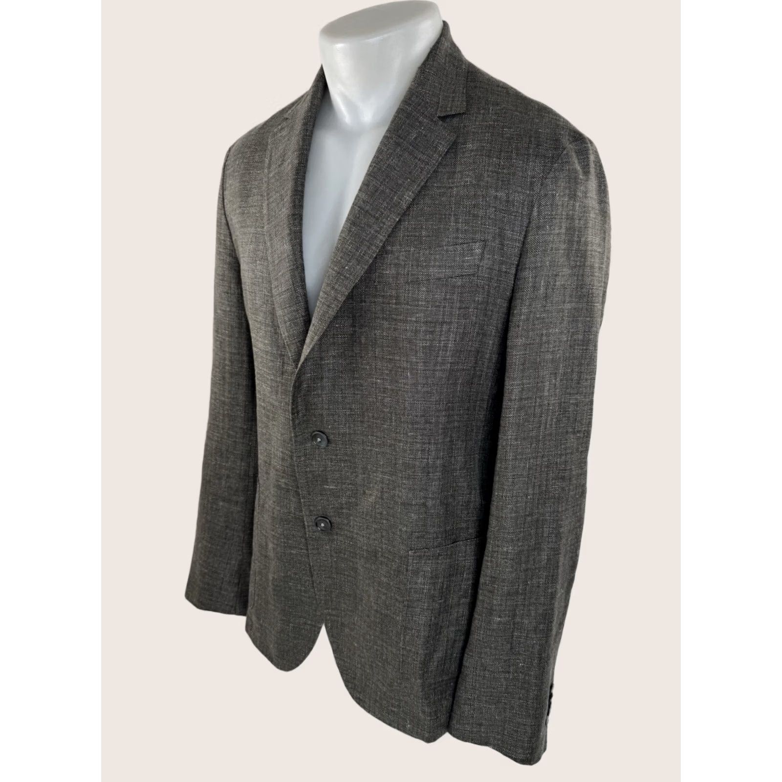 Hugo Boss HUGO BOSS Blazer Mens 42 Wool Linen EXCELLENT Brownish Gray Jacket Size 42R - 1 Thumbnail