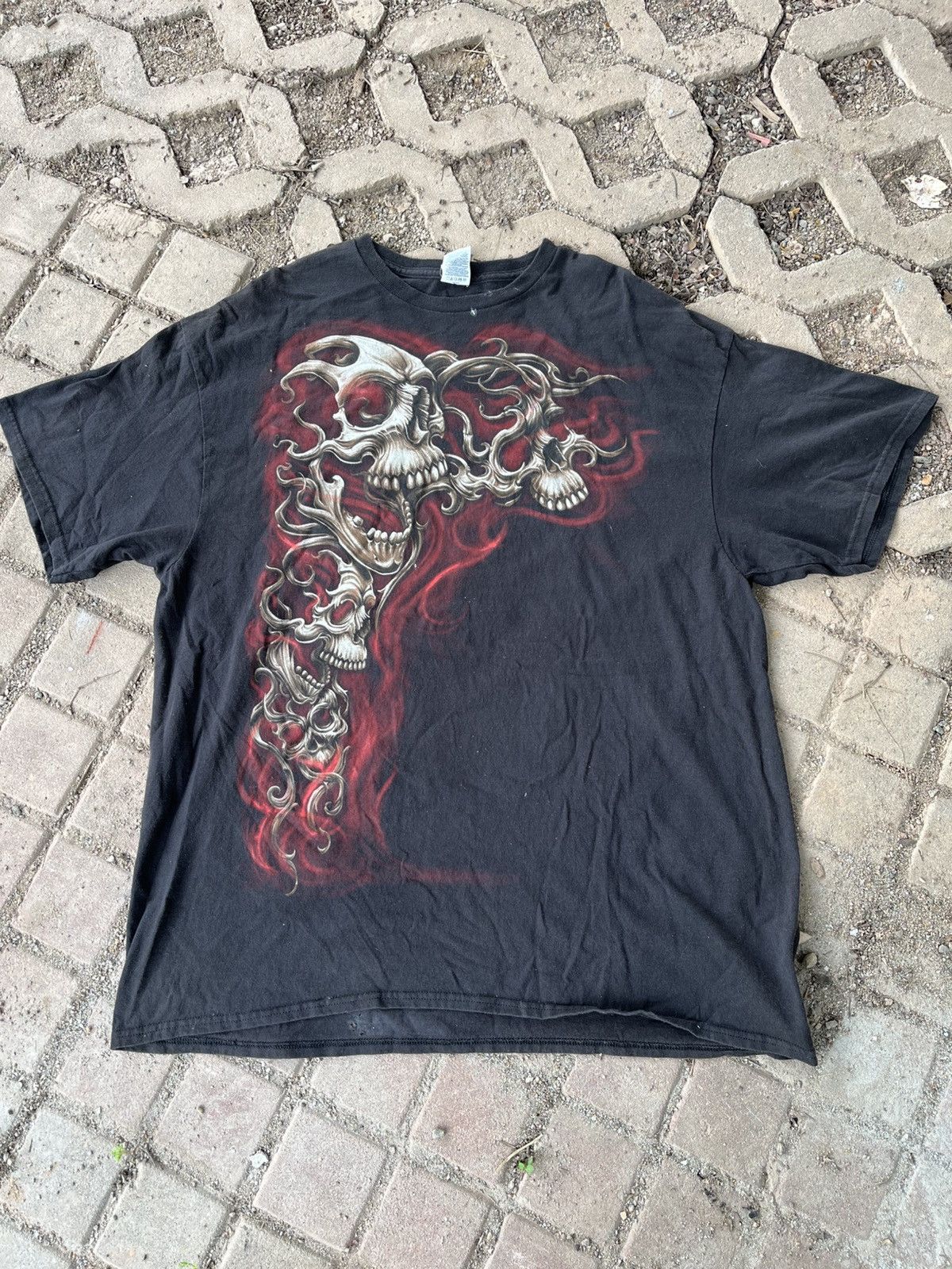 Japanese Brand × Vintage Vintage Overprint Skull Tee Size US XL / EU 56 / 4 - 3 Thumbnail