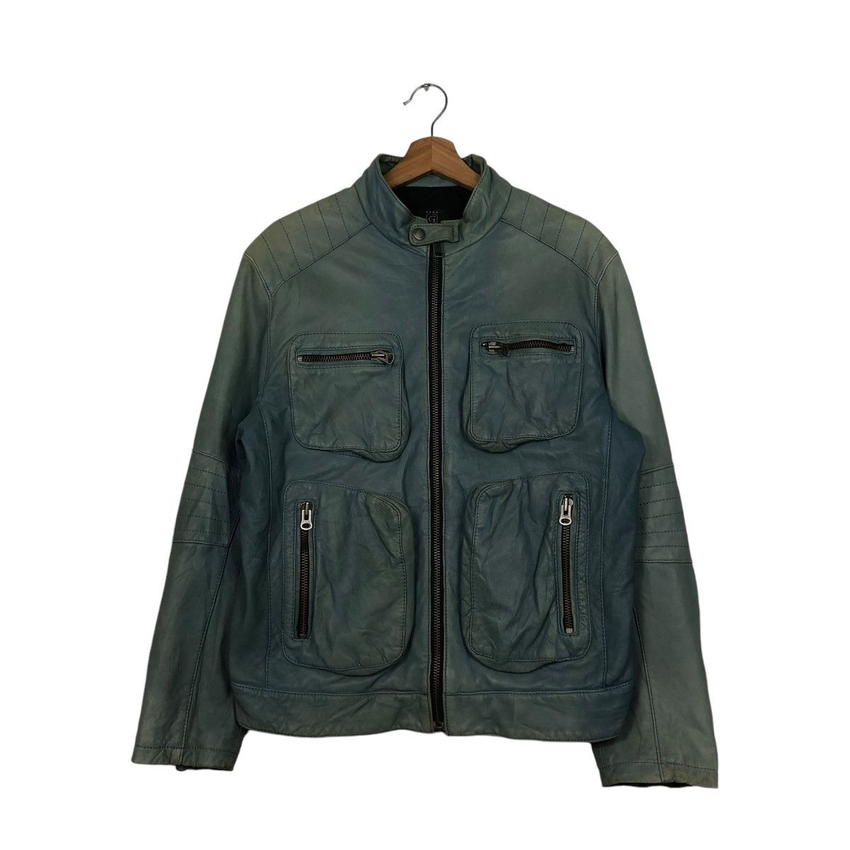 Japanese Brand 🔥VINTAGE CROPPED BIKER LEATHER JACKET G-STAGE ISSEY MIYAKE Size US M / EU 48-50 / 2 - 3 Thumbnail