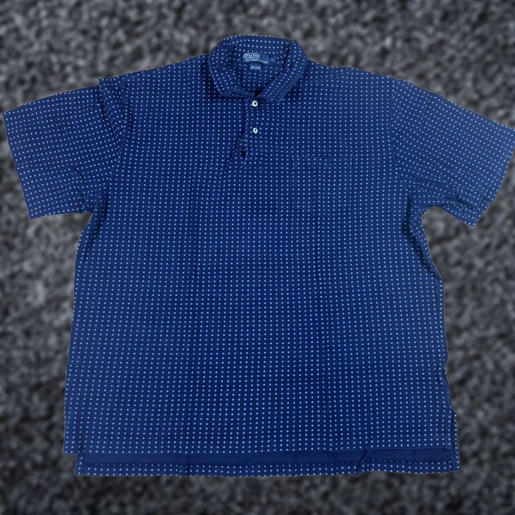 Polo Ralph Lauren VINTAGE Polo Ralph Lauren Polo Shirt Mens Big 2X Big & Tall Blue Polka Dot AOP Short Sleeve USA Rugby Size US XXL / EU 58 / 5 - 1 Thumbnail