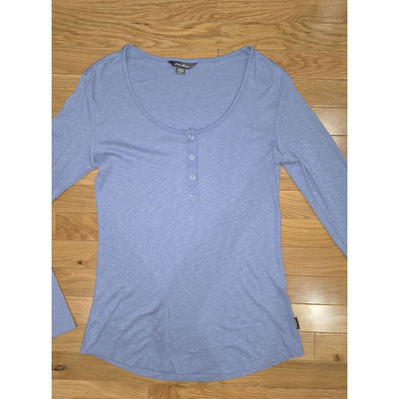Eddie Bauer Eddie Bauer Henley T-Shirt Long Sleeve Snap Blue Medium Womens L Size L / US 10 / IT 46 - 6 Thumbnail