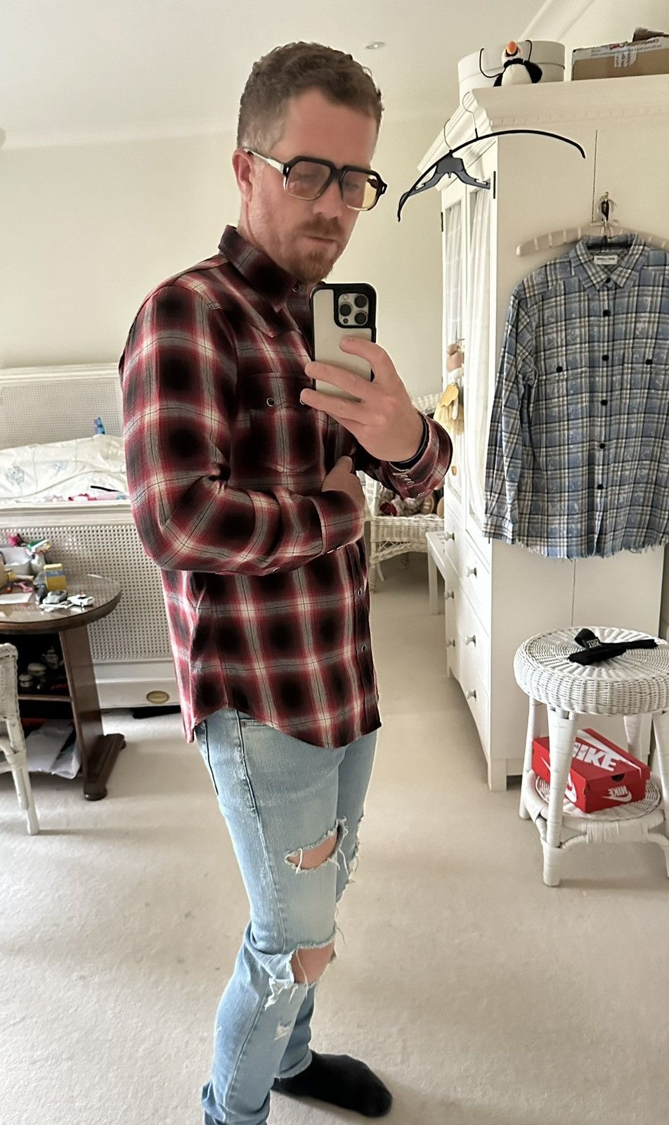 Saint Laurent Paris FW16 Saint Laurent Palladium red black flannel Hedi L Size US L / EU 52-54 / 3 - 6 Thumbnail