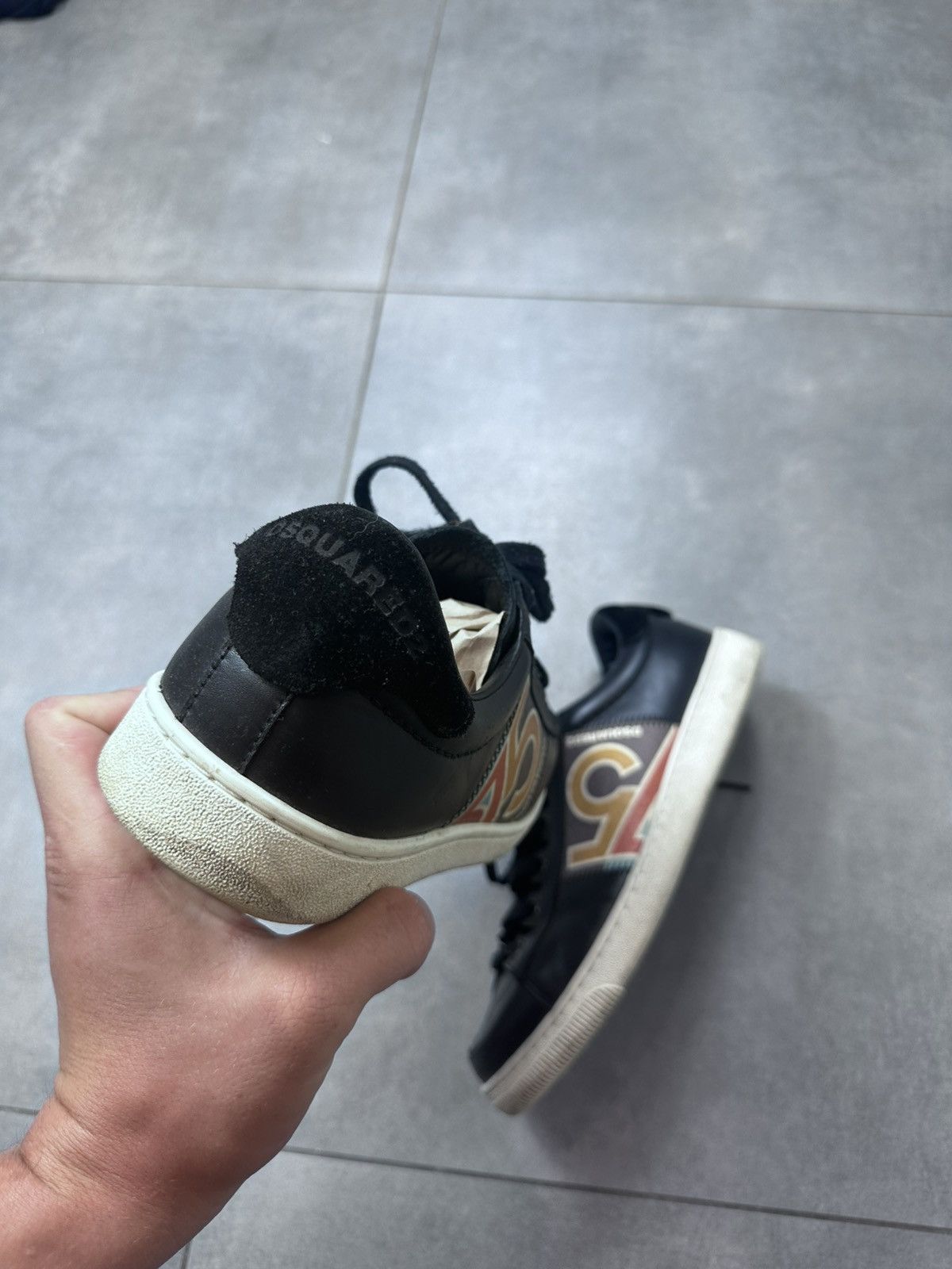 Dsquared2 Dsquared2 Black Men’s Leather Sneakers Size EUR 40,5 Size US 8.5 / EU 41-42 - 6 Thumbnail