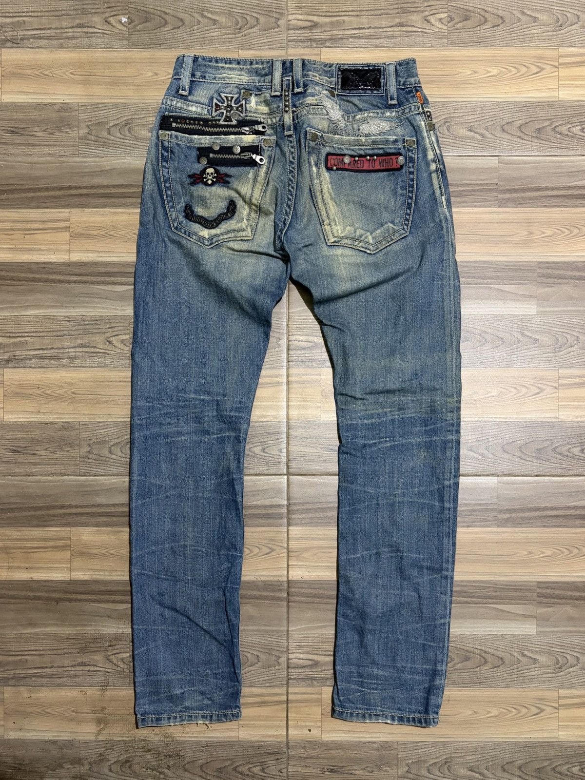 Robins Jeans ROBINS JEAN SKULL PUNK STUDDED ROCK AND ROLL JEANS SIZE 29 Size US 29 - 1 Thumbnail