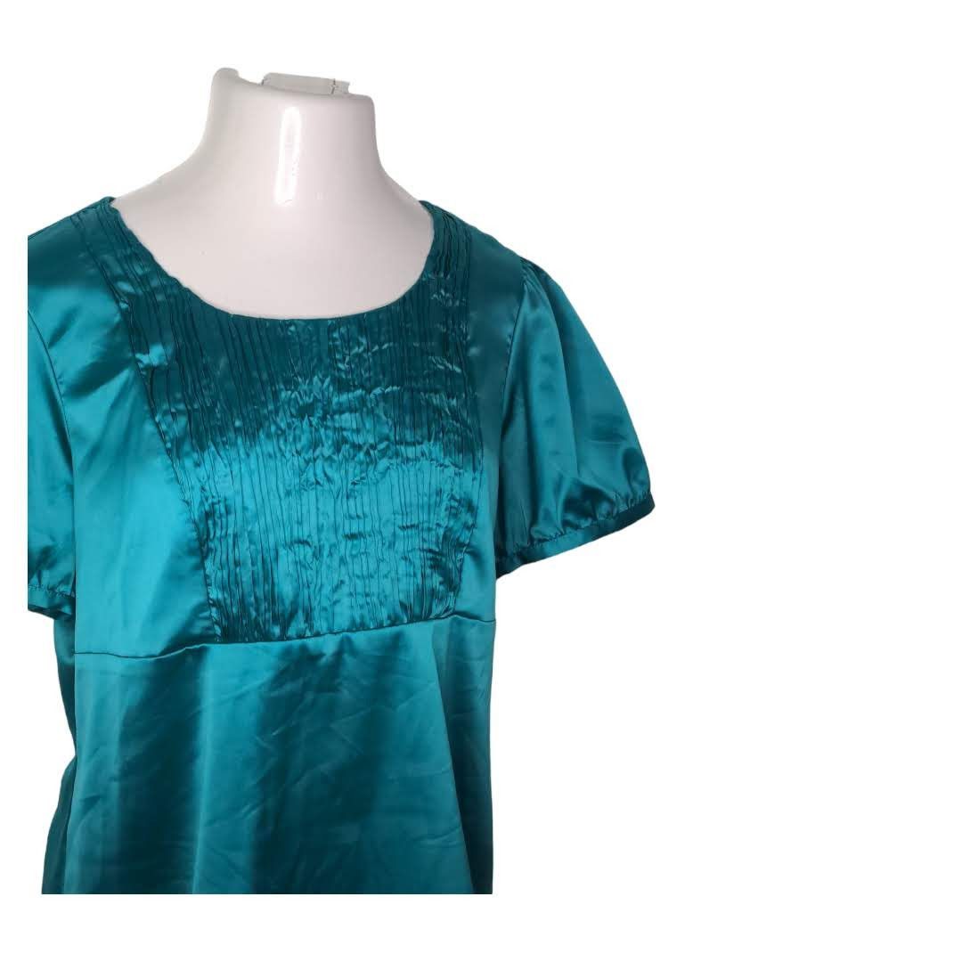 Other THE LIMITED Green Jewel Tone Shiny Career Pleated Top XL NEW Size XL / US 12-14 / IT 48-50 - 4 Thumbnail