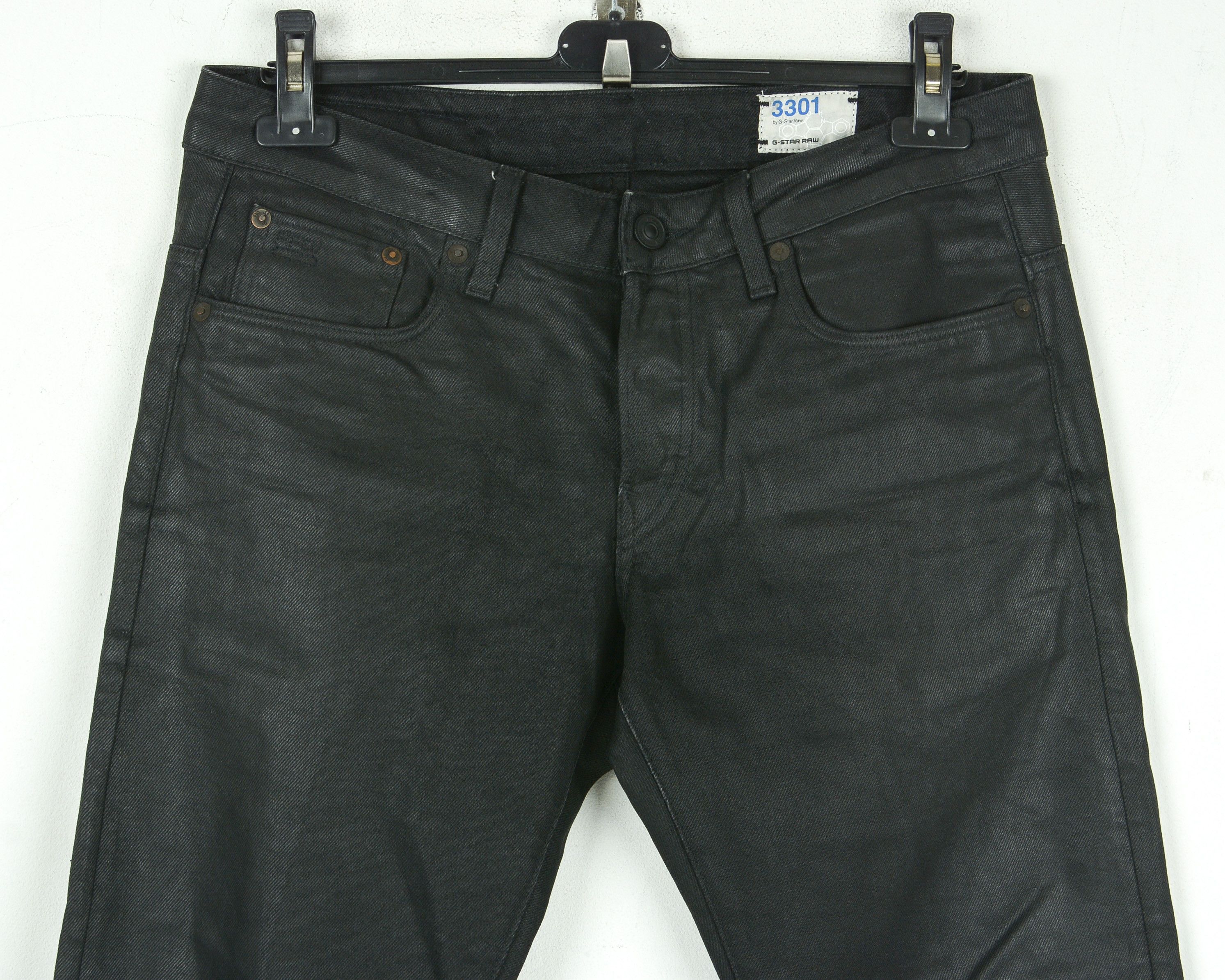 G-Star 3301 LOW TAPERED W32 L32 Waxed Jeans Denim Pants India Size US 32 / EU 48 - 2 Thumbnail