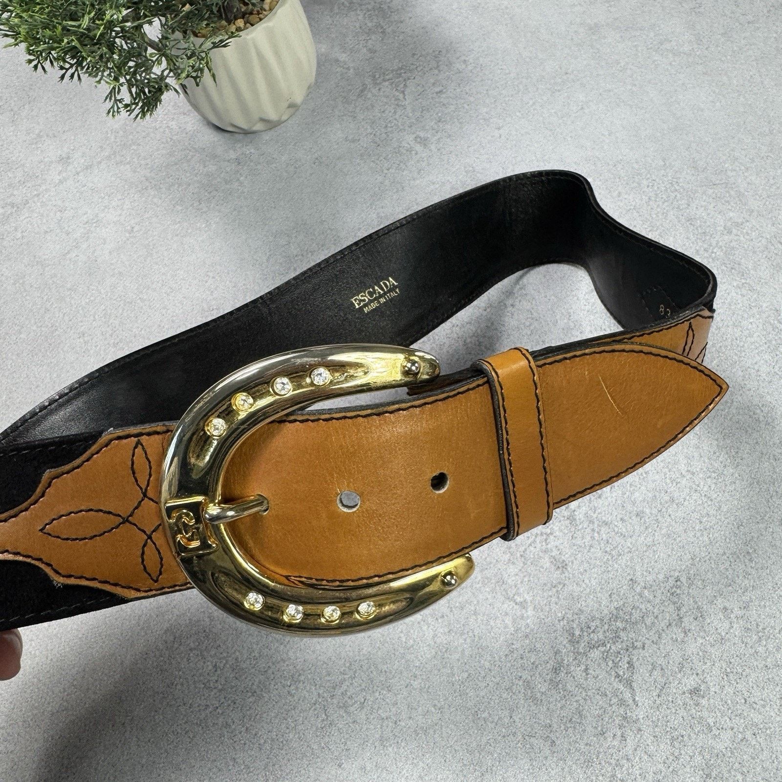 Escada Escada Women Leather Belt Avant Garde Size 38 Size ONE SIZE - 2 Thumbnail