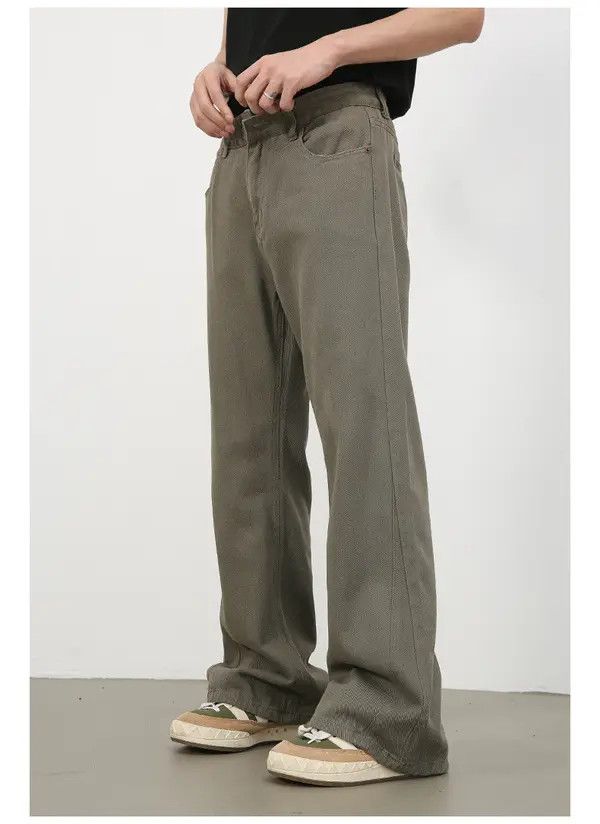 Japanese Brand Etsuko x aoka Khaki loose straight casual flared jeans Size US 32 / EU 48 - 3 Thumbnail