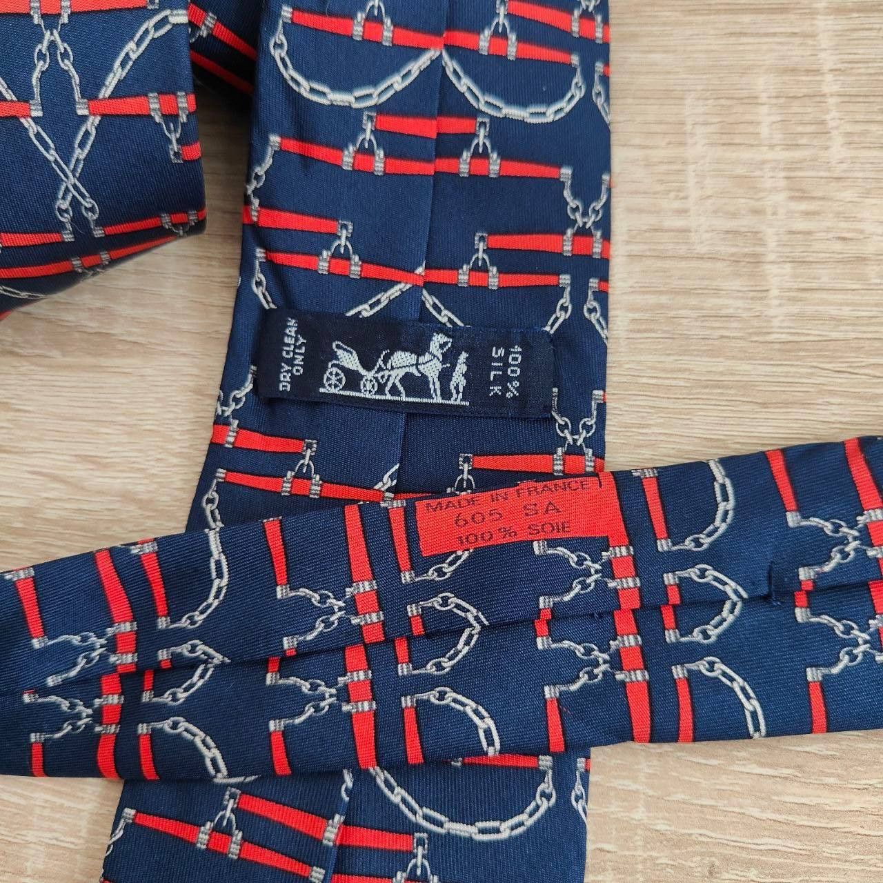 Hermes Hermes Paris Silk Tie 605 SA Chains Blue Size ONE SIZE - 5 Thumbnail