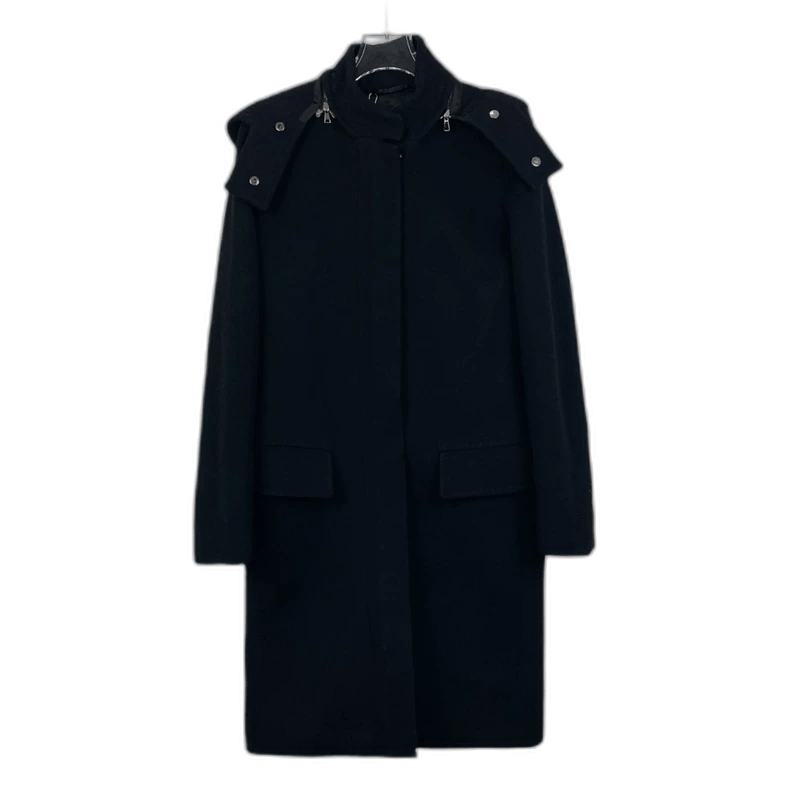 Max Mara Maxmara black sheepwool hooded coat Size US XS / EU 42 / 0 - 1 Thumbnail