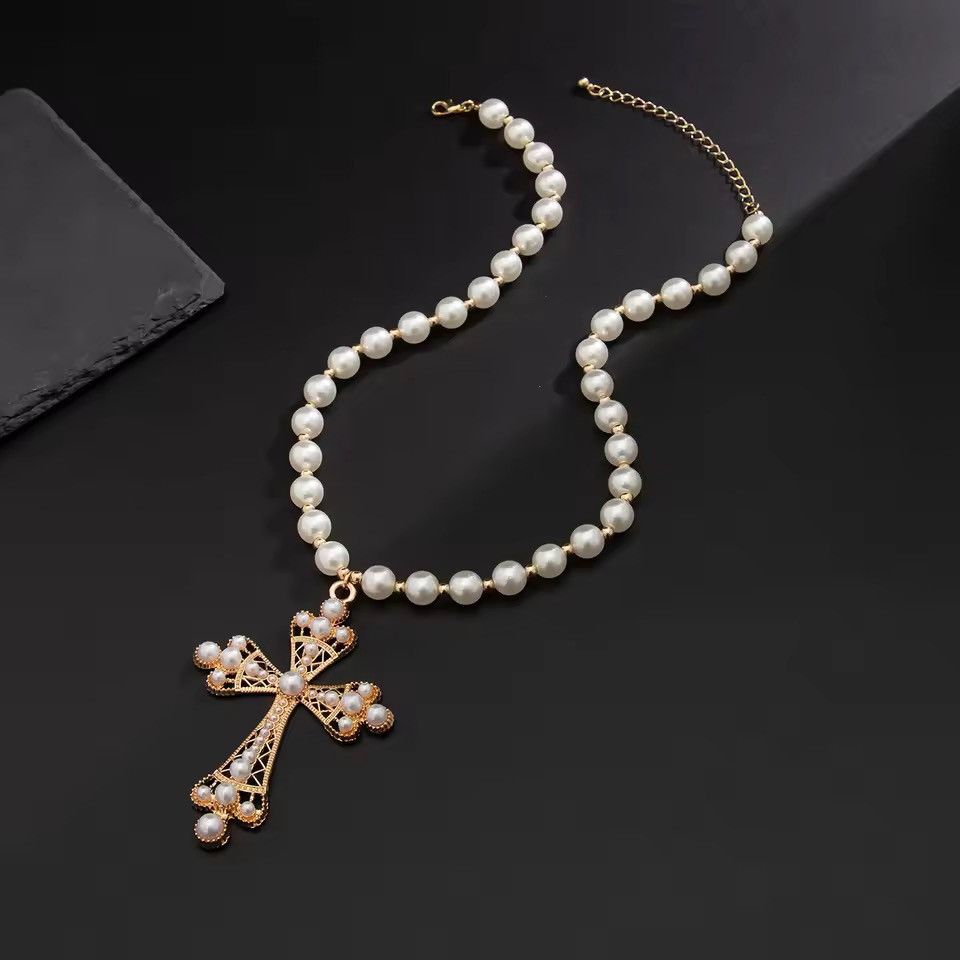 Jewelry Punk Big Cross Jesus Pendant Choker Necklace for Women Men Size ONE SIZE - 2 Thumbnail