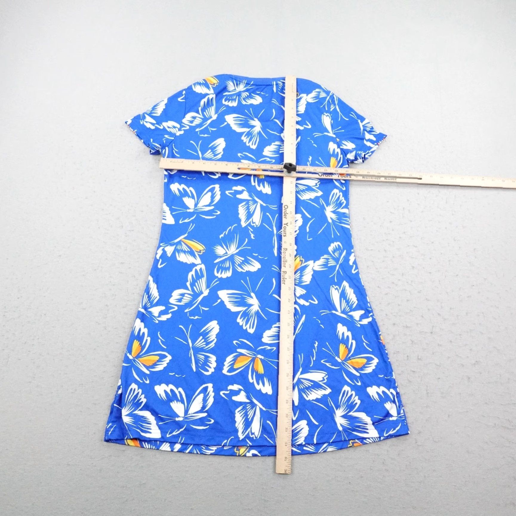 Adidas Adidas Dress Womens Medium Blue White Butterfly Print Mini Short Sleeve Crew Neck T-Shirt Dress Size 32" / US 10 / IT 46 - 6 Thumbnail