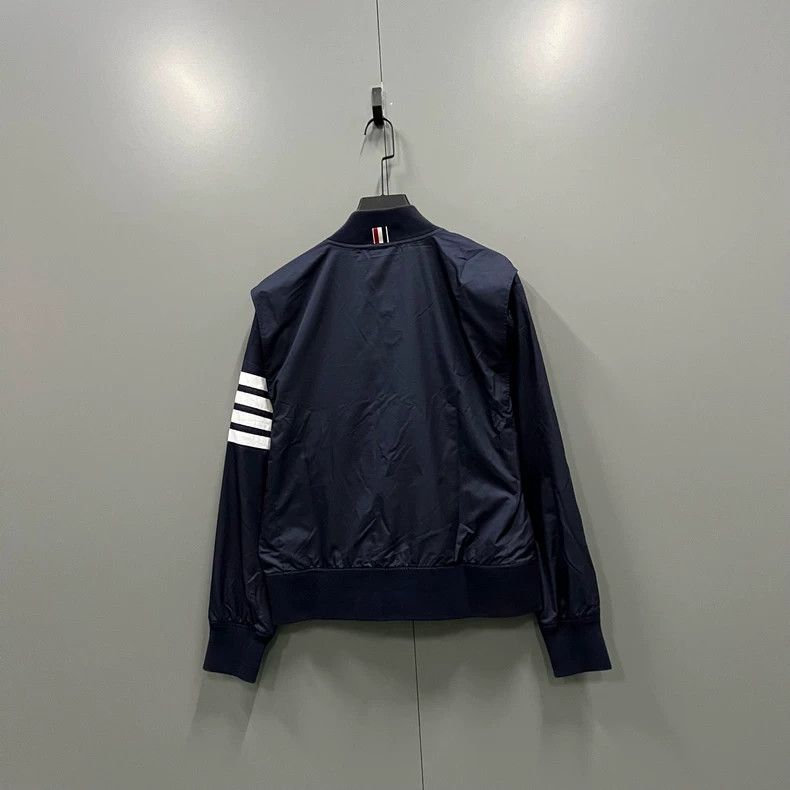 Thom Browne Thom Browne Dark blue four-striped nylon jacket 2503-Nexta Size US L / EU 52-54 / 3 - 3 Thumbnail