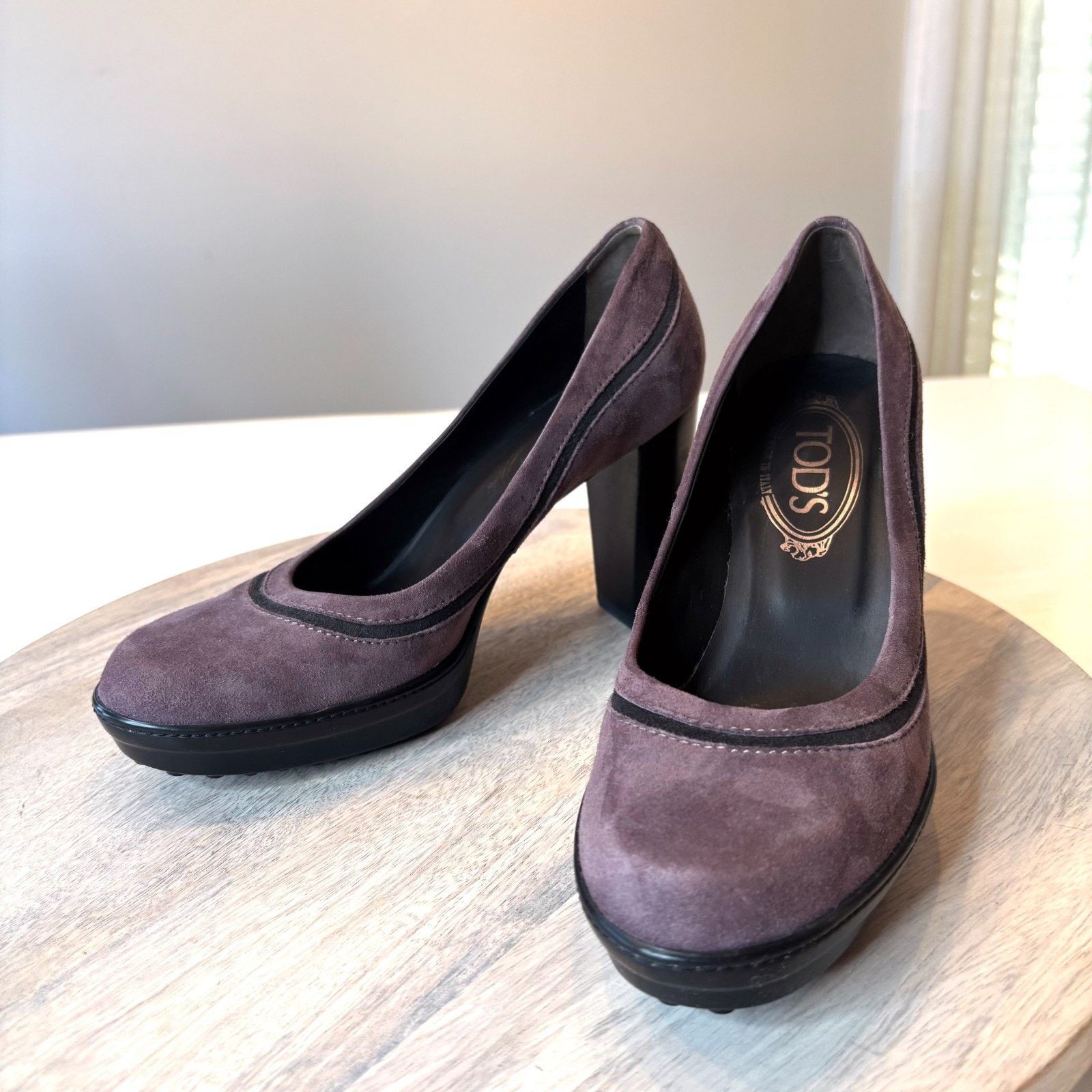 Tod's Tod's Suede Pumps Purple Block Heel Italy EU 37 US Size 7 Size US 7 / IT 37 - 3 Thumbnail