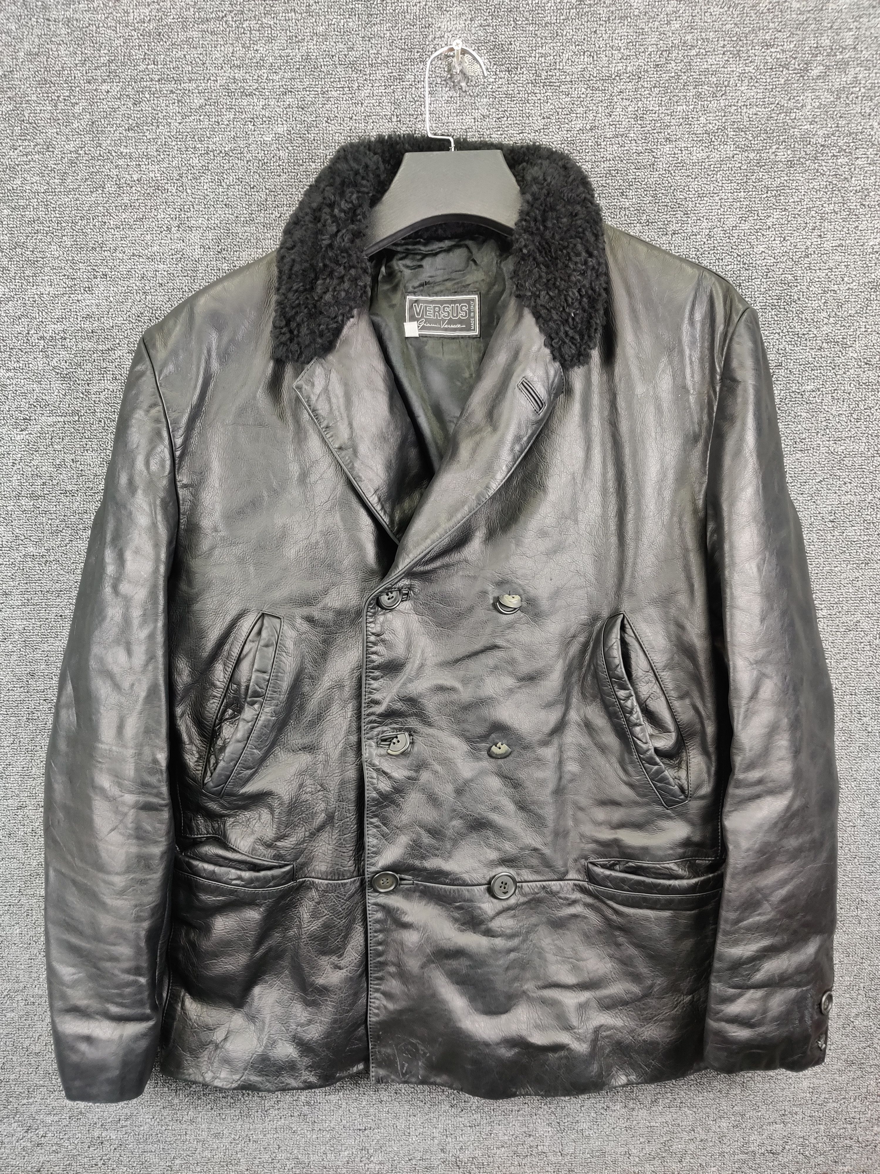 Versus Versace Vintage Versus Versace Double Burton Leather Fur Jacket Size US L / EU 52-54 / 3 - 1 Thumbnail