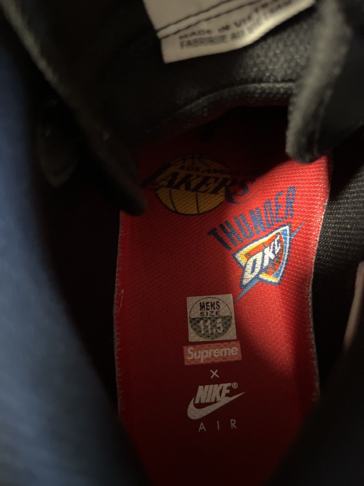 NBA × Nike × Supreme Nike Air Force 1 Mid Supreme NBA Black Size US 11.5 / EU 44-45 - 9 Thumbnail