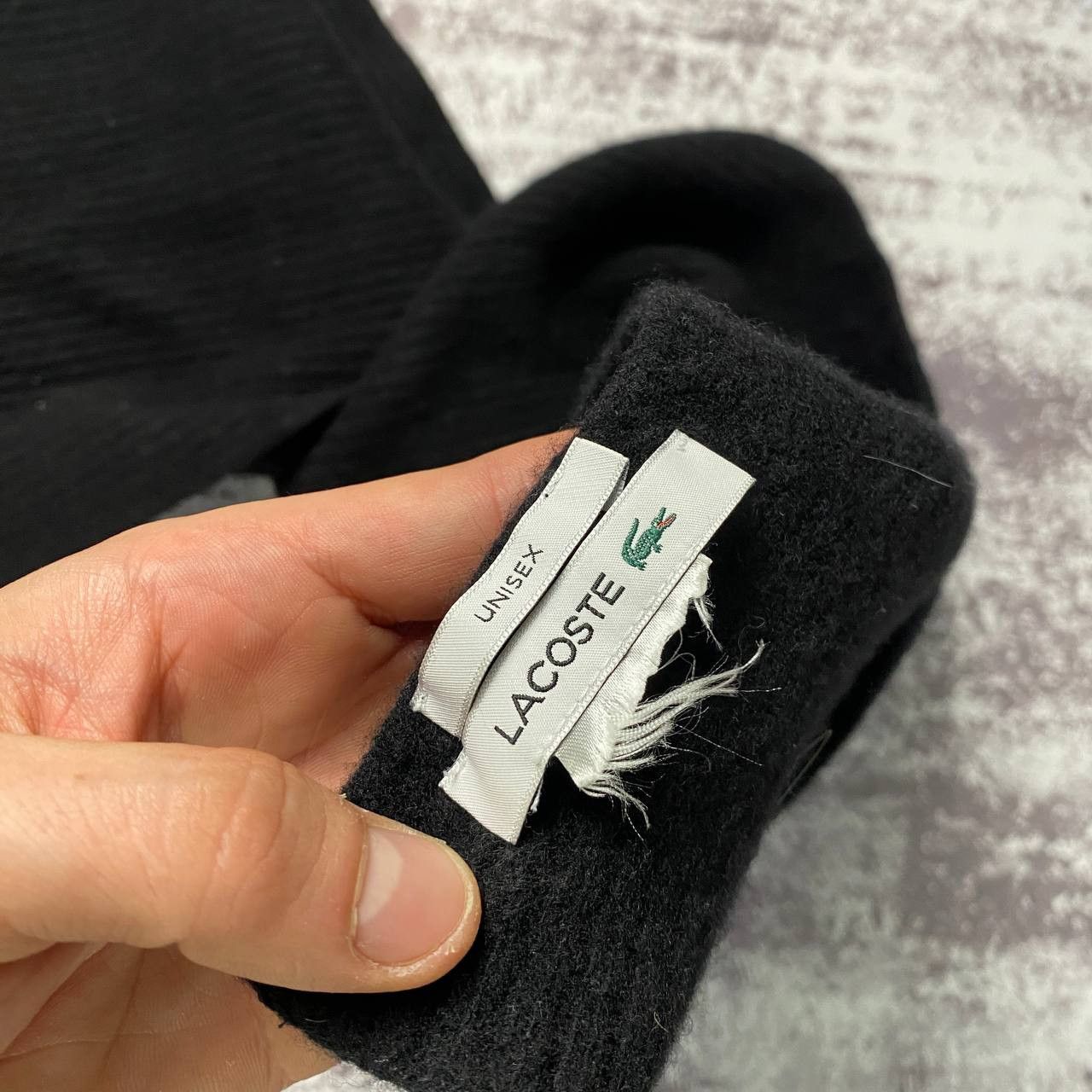 Lacoste Lacoste 100% Lana-wool scarf y2k Black Y2K Size ONE SIZE - 4 Thumbnail