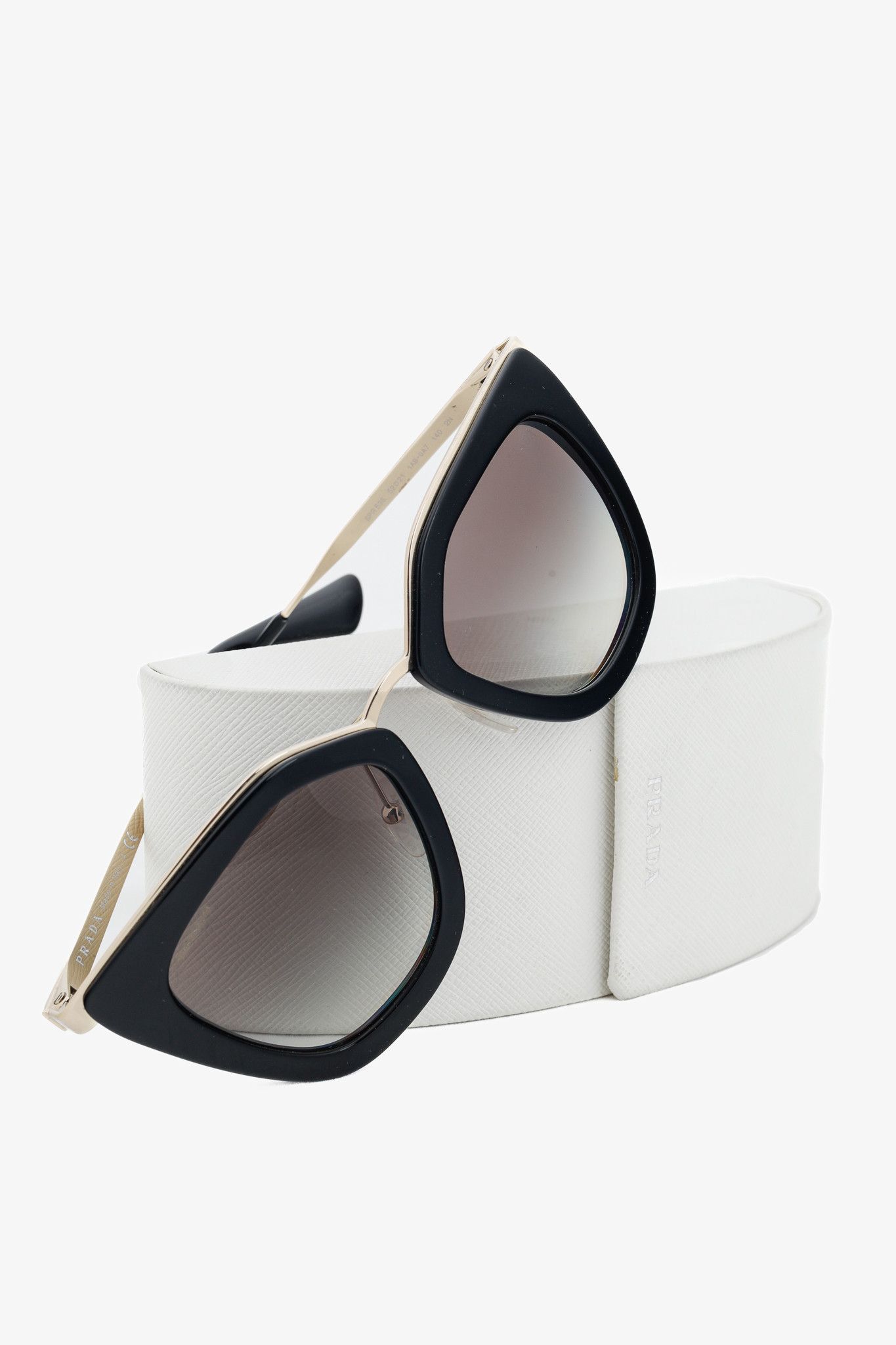 Prada Prada SPR53S Black & Gold-Tone Cat-Eye Sunglasses Size ONE SIZE - 10 Thumbnail