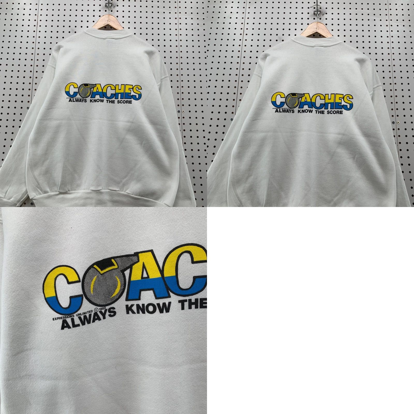 Hanes VINTAGE Hanes Sweatshirt Hockey Mens XL White 90s Knit Fleece Coaches Known Score USA Mens Size US XL / EU 56 / 4 - 9 Thumbnail