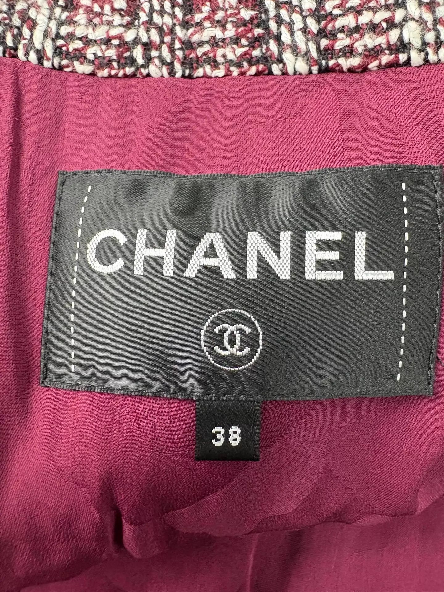Chanel Chanel Burgundy Tweed Stand Collar Single-Breasted Jacket 38 Size S / US 4 / IT 40 - 7 Thumbnail