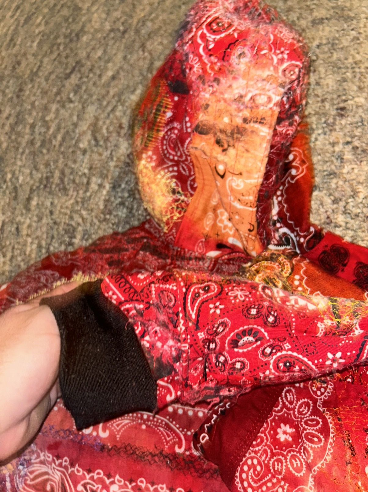 Other 1/1 Your World red bandana distressed repaired work jacket Size US M / EU 48-50 / 2 - 8 Thumbnail
