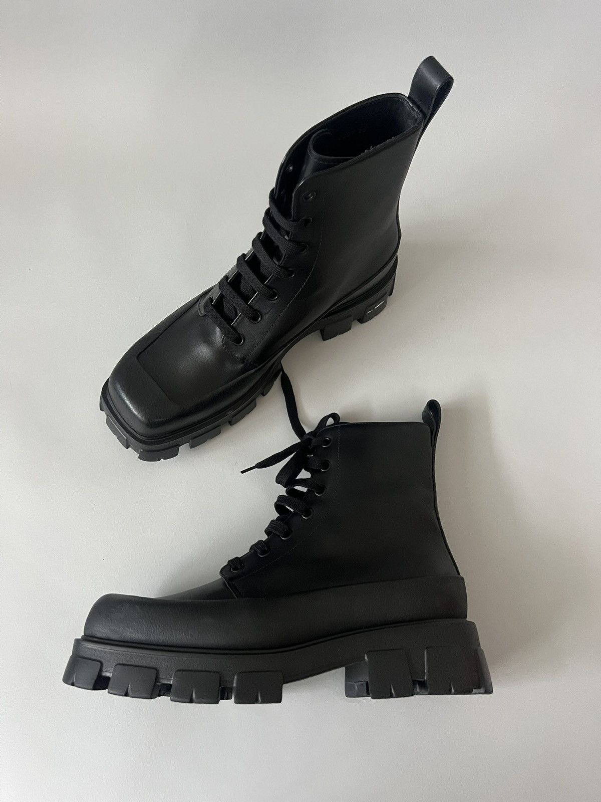 Prada $2.3K VALUE Prada Lace-up Square Toe Boots Size US 11 / EU 44 - 3 Thumbnail