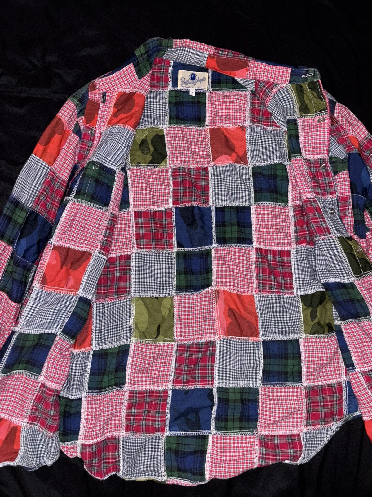 Bape Rare Vintage Nigo Era Camo Plaid Patchwork Button Up Shirt Size US S / EU 44-46 / 1 - 9 Thumbnail