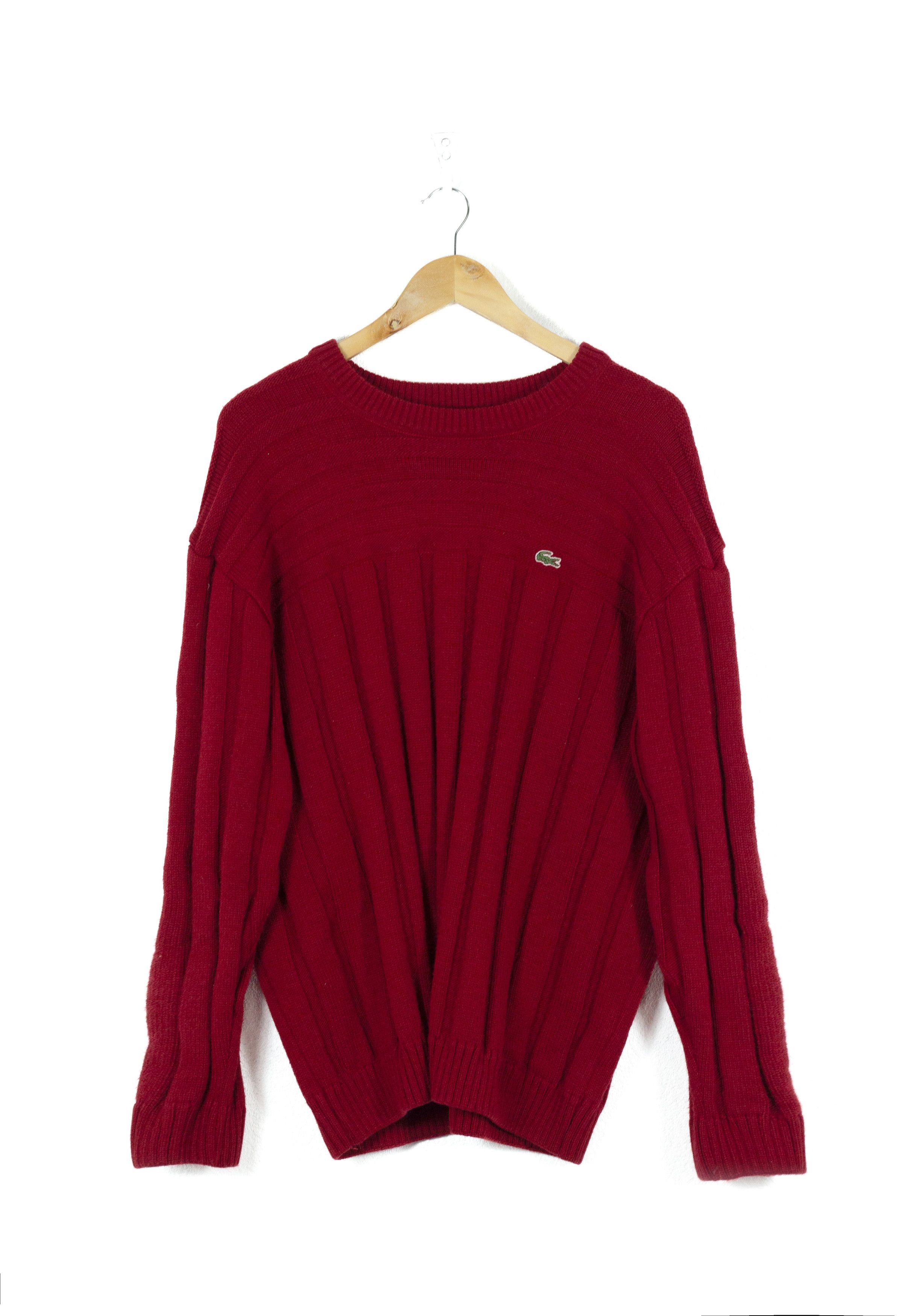 Lacoste × Vintage Vintage Lacoste Croc Logo Red Ribbed Wool Sweater 90s NZ Size US XL / EU 56 / 4 - 1 Thumbnail
