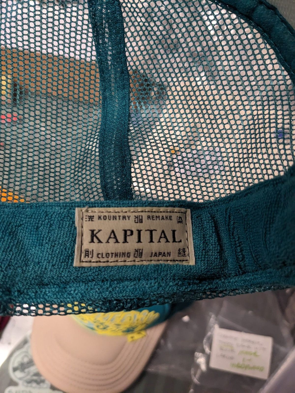 Kapital KAPITAL FREE WHEELIN TRUCKER CAP HAT TURQUOISE BEIGE Size ONE SIZE - 5 Thumbnail