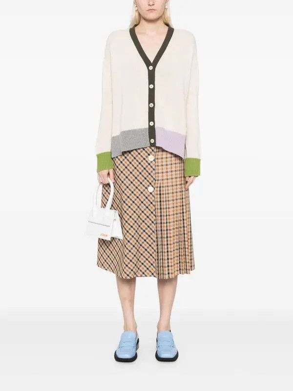 Marni o1w1db11125 Colour-Block Cashmere Cardigan in Ivory/White Size L / US 10 / IT 46 - 4 Thumbnail