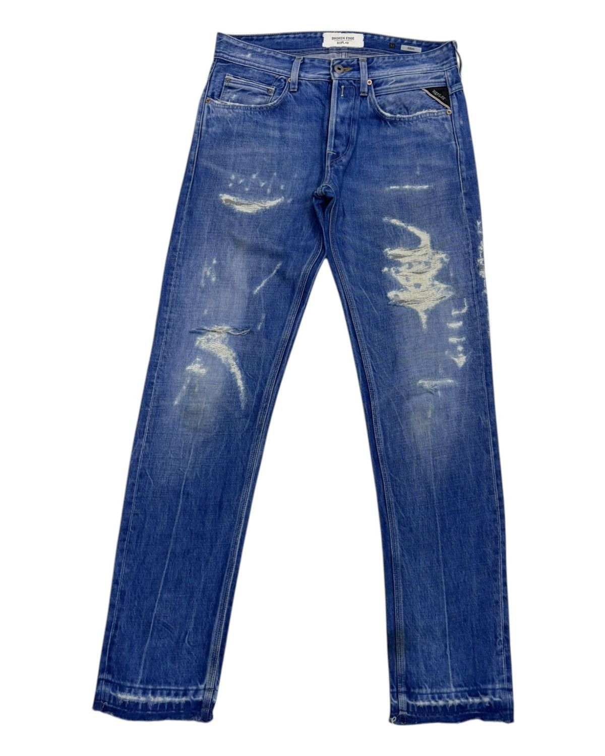 If Six Was Nine × Le Grande Bleu (L.G.B.) × Replay Vintage Replay Broken Edge Selvedge Denim Release Hem Jeans Size US 32 / EU 48 - 8 Thumbnail