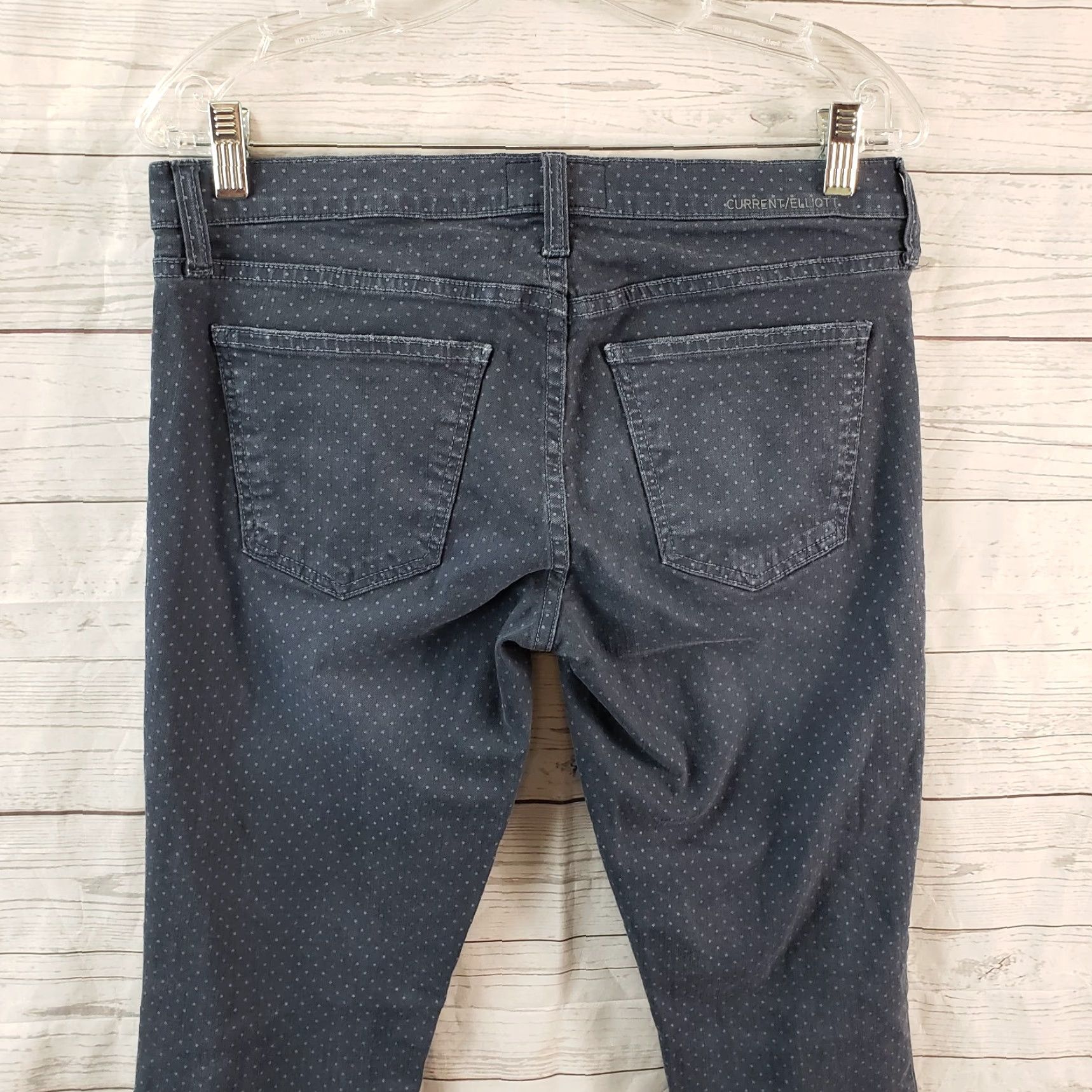 Vintage Current/Elliott Womens Jeans Skinny Stiletto 28 Blue Polka Dot Denim Cotton Blend Zip Inseam 27.5 Rise 8" Adult Womens Size 28" / US 6 / IT 42 - 4 Thumbnail