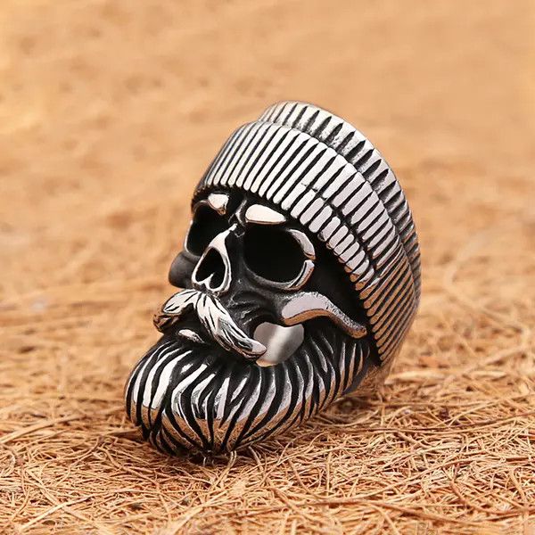 Jewelry Big Beard Wear Hat Skull Ring Size ONE SIZE - 4 Thumbnail