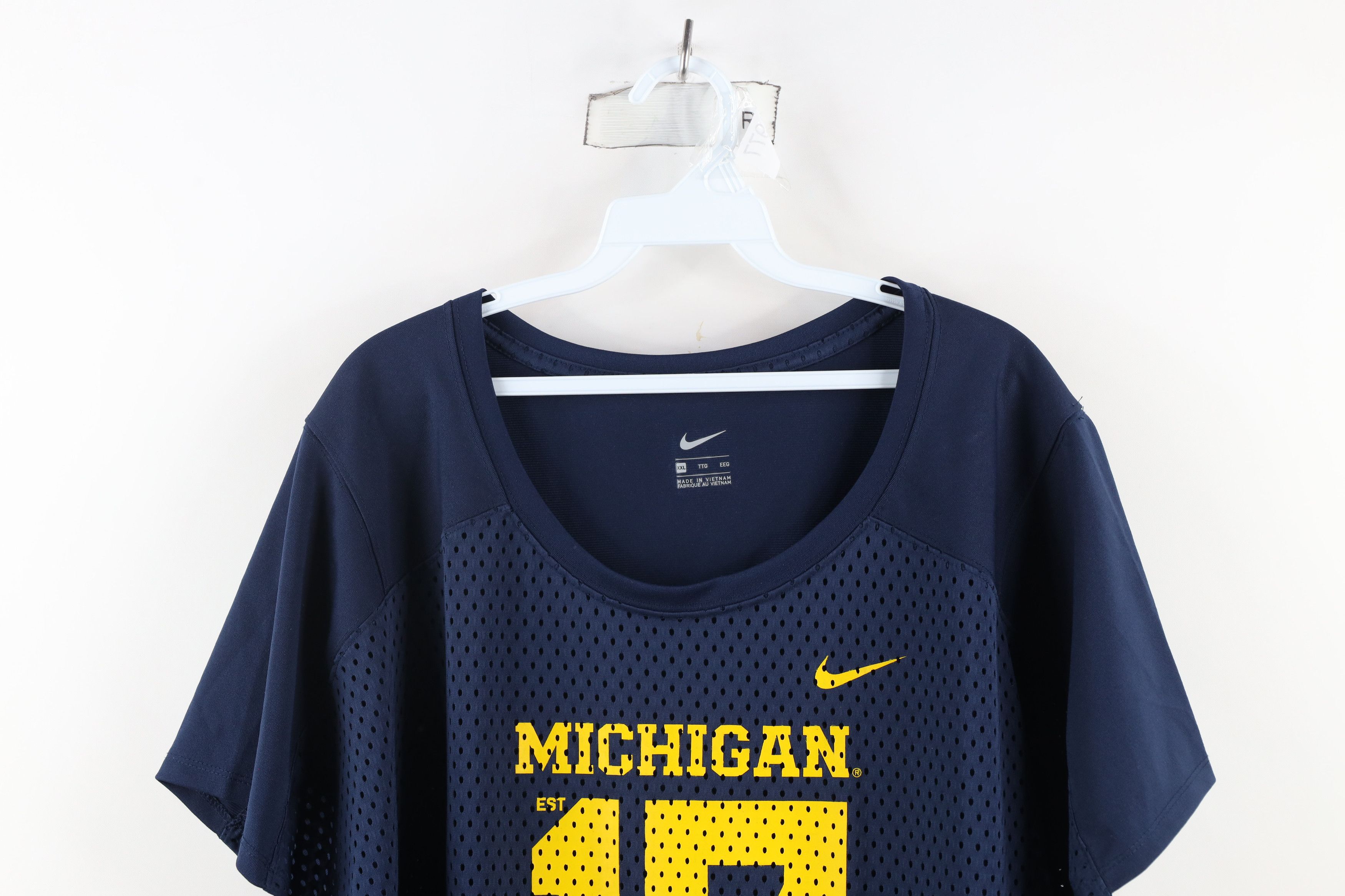 Nike × Vintage Nike Spell Out Mesh University of Michigan Football Jersey Size US XXL / EU 58 / 5 - 2 Thumbnail