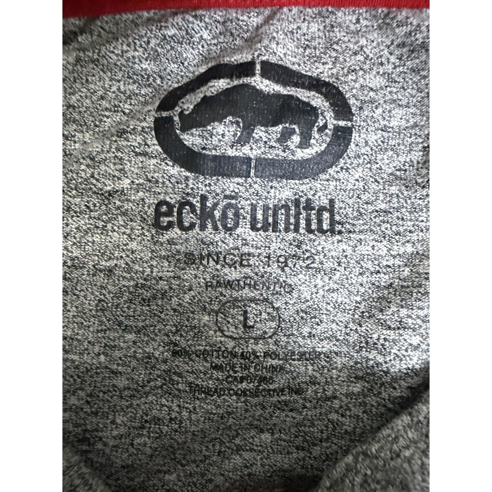 Ecko Unltd. Ecko Unltd. Shirt Mens L Gray Red Striped Logo Graphic Tee Top Cotton Crewneck Size US L / EU 52-54 / 3 - 4 Thumbnail