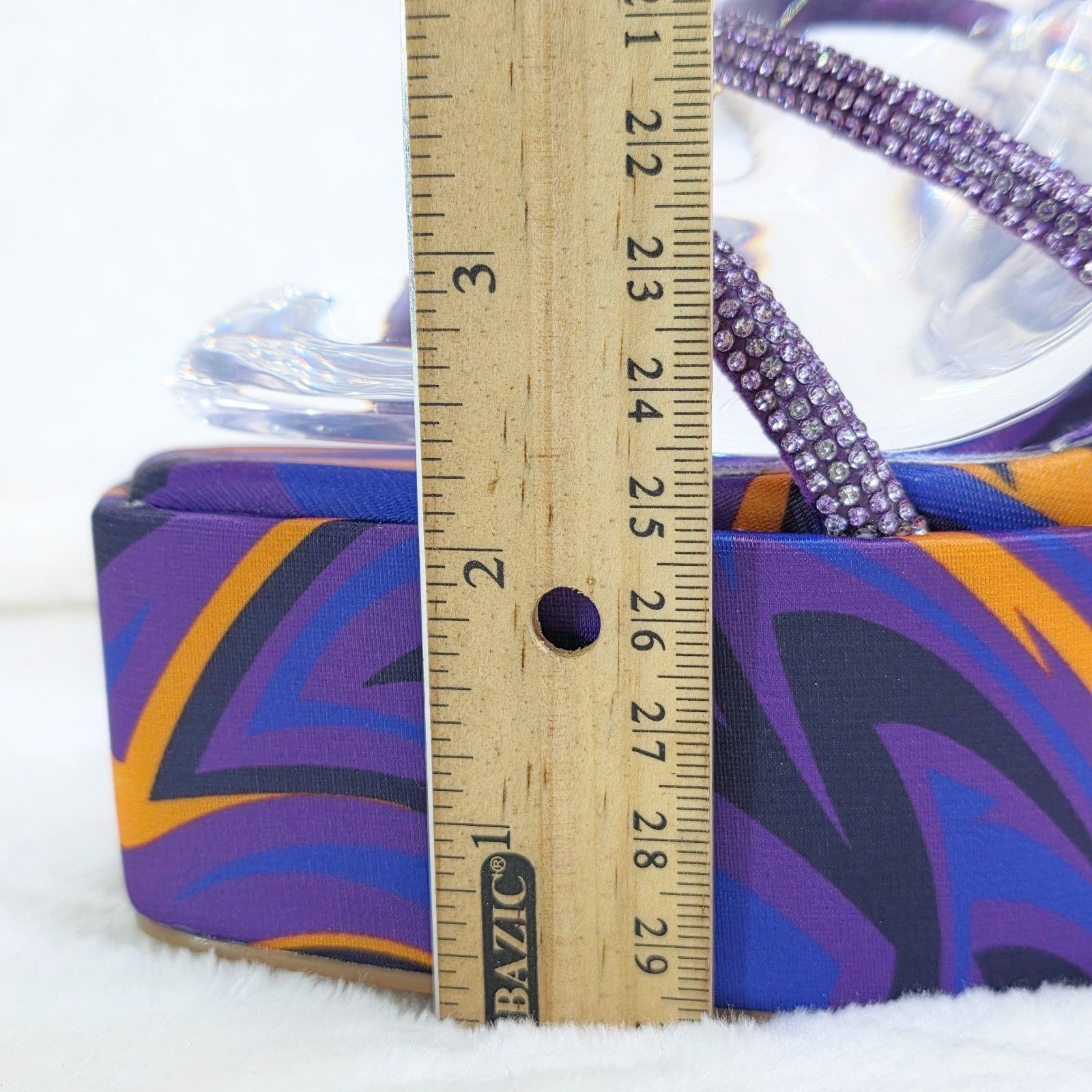 Other Racer Colorful 6" Chunky Flared Platform Heels Rhinestone St Size US 10 / IT 40 - 5 Thumbnail
