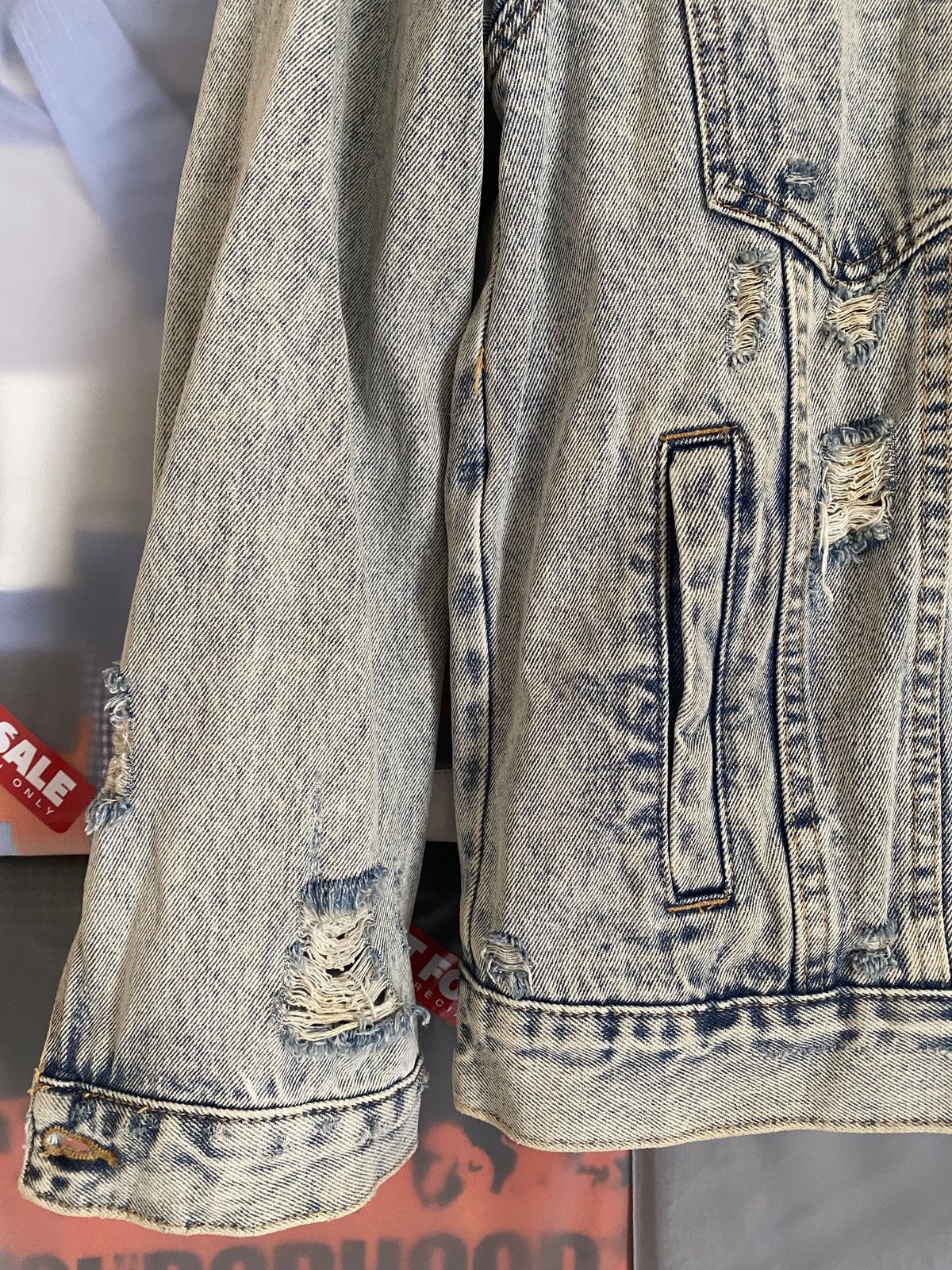 Bershka Vintage Distressed Trash Berska Denim Jacket like Amiri Size US M / EU 48-50 / 2 - 5 Thumbnail