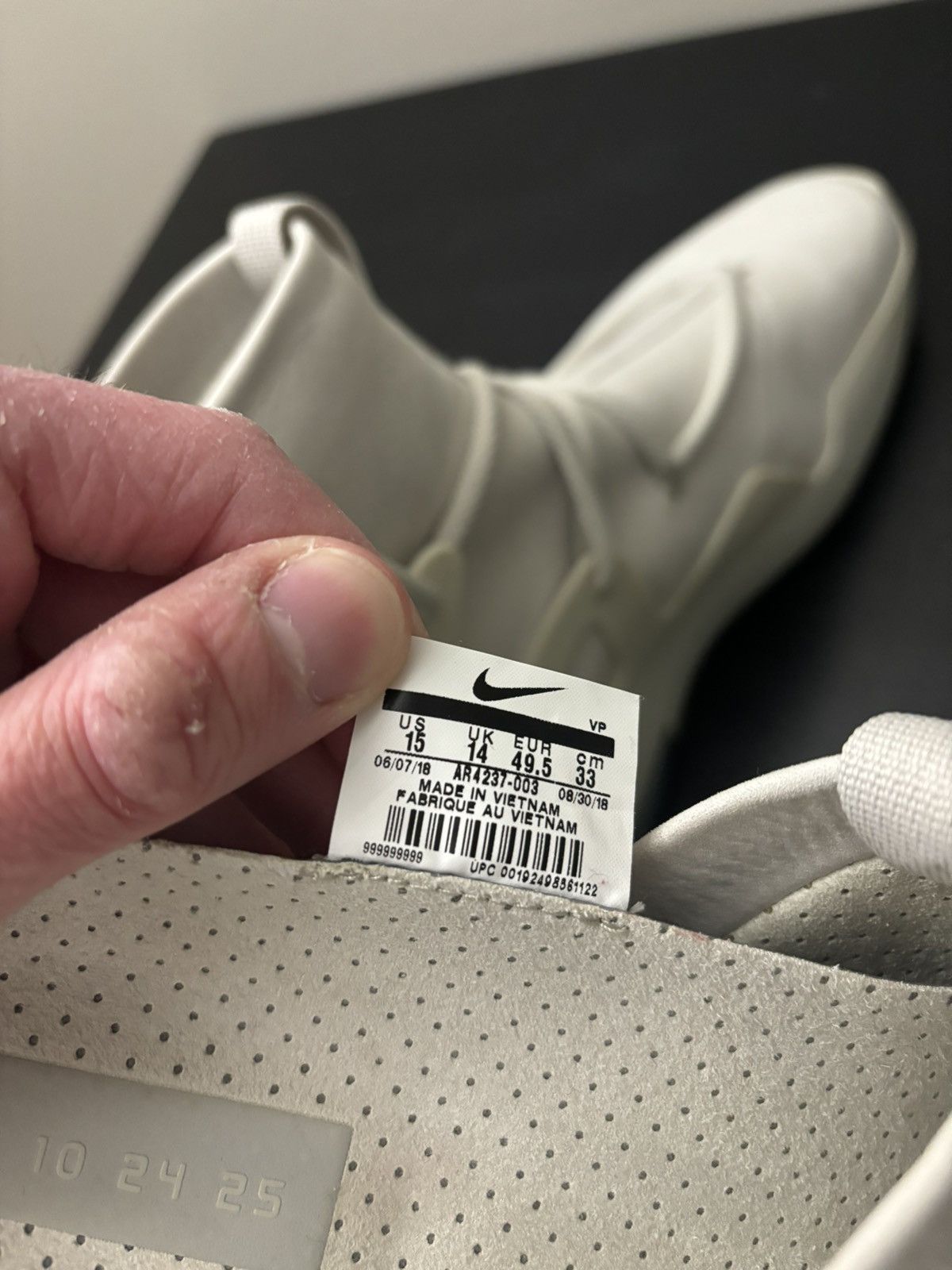 Fear of God × Nike Nike Air Fear of God 1 Light Bone Sail Friends and Family Size US 15 / EU 48 - 9 Thumbnail
