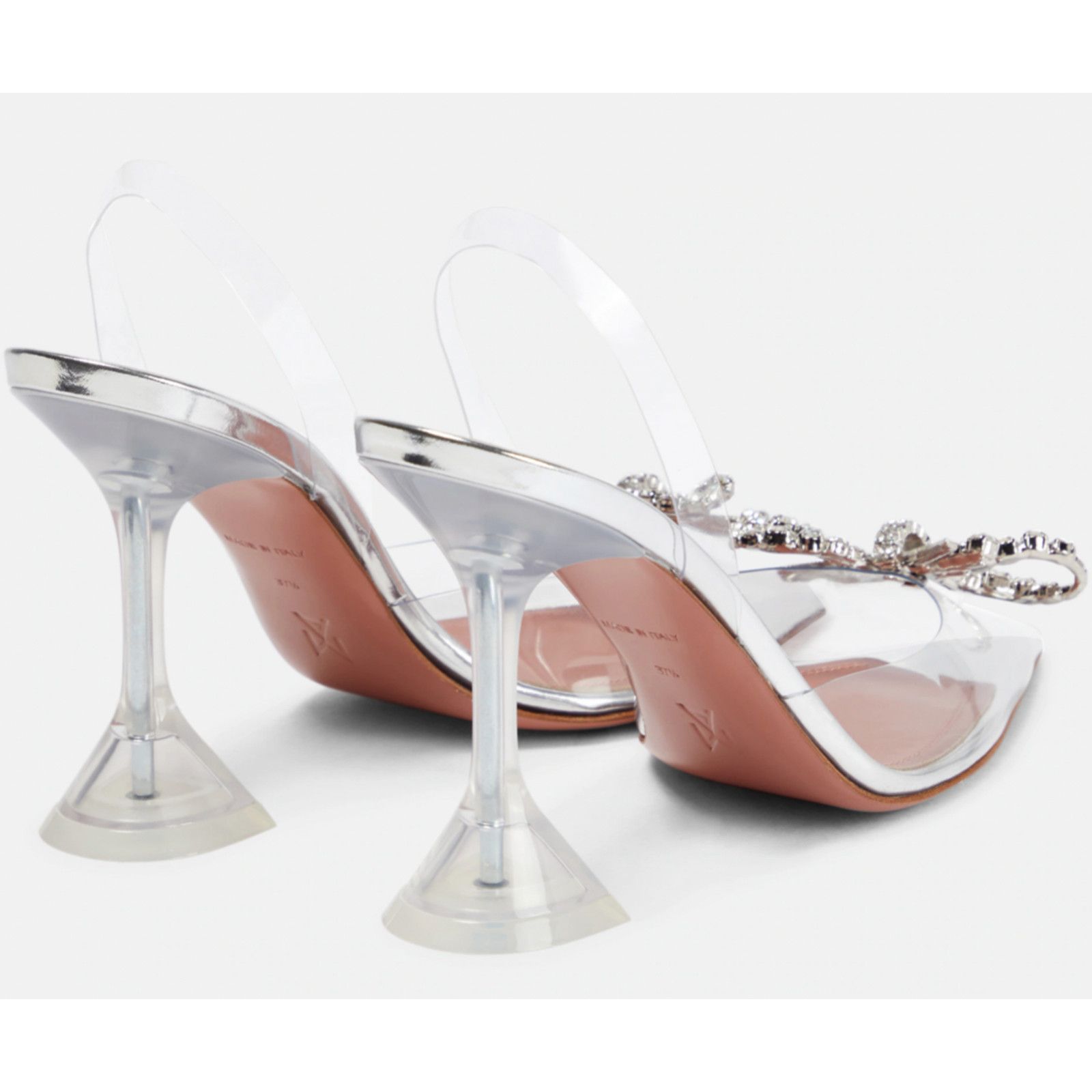 Amina Muaddi Rosie Glass Sling PVC Bow Slingback Sandal Heel Pump 41 Size US 11 / IT 41 - 10 Thumbnail