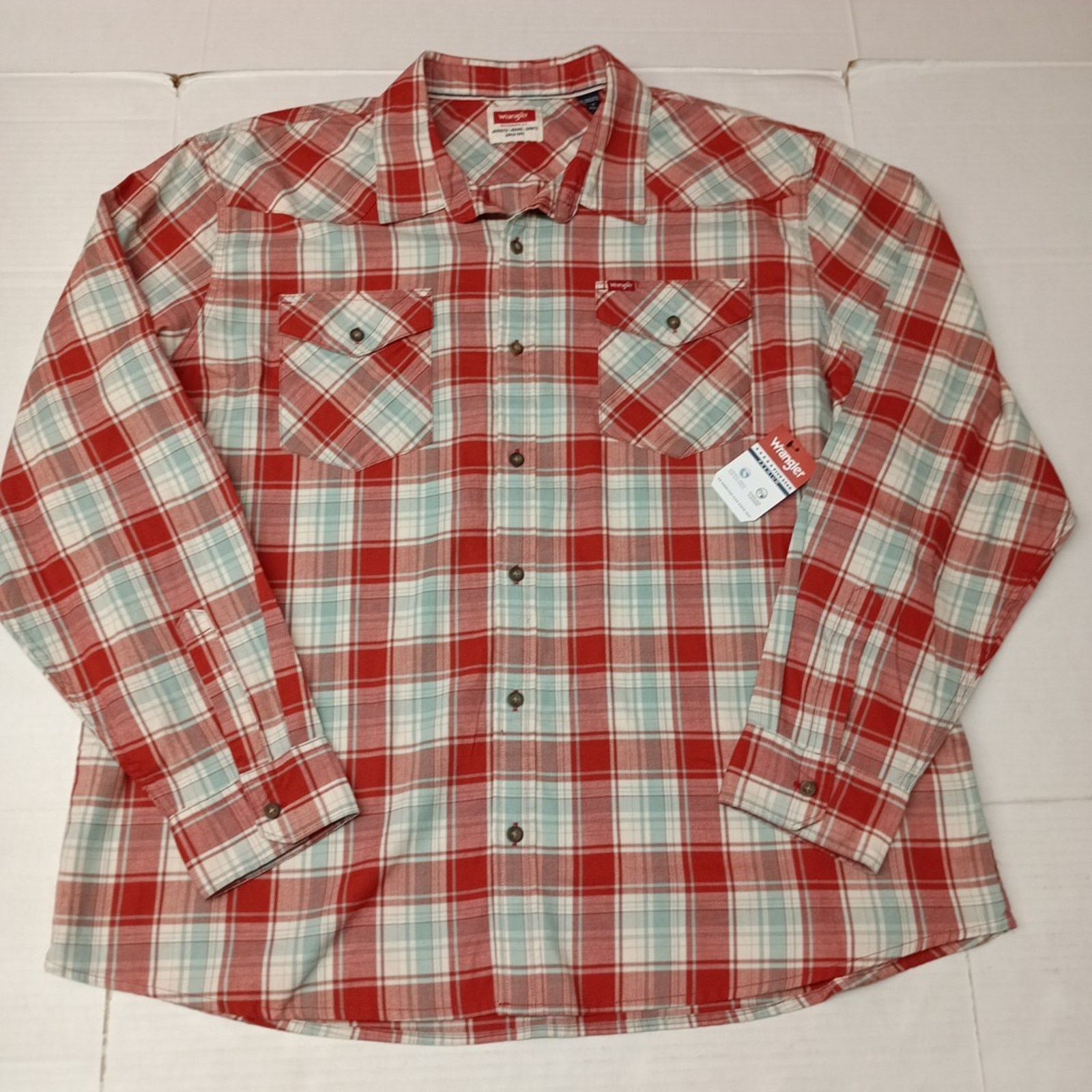 Wrangler Wrangler Cowboy Wash Shirt Men's Size 2XL Red Sky Blue Plaid Size US XXL / EU 58 / 5 - 1 Thumbnail