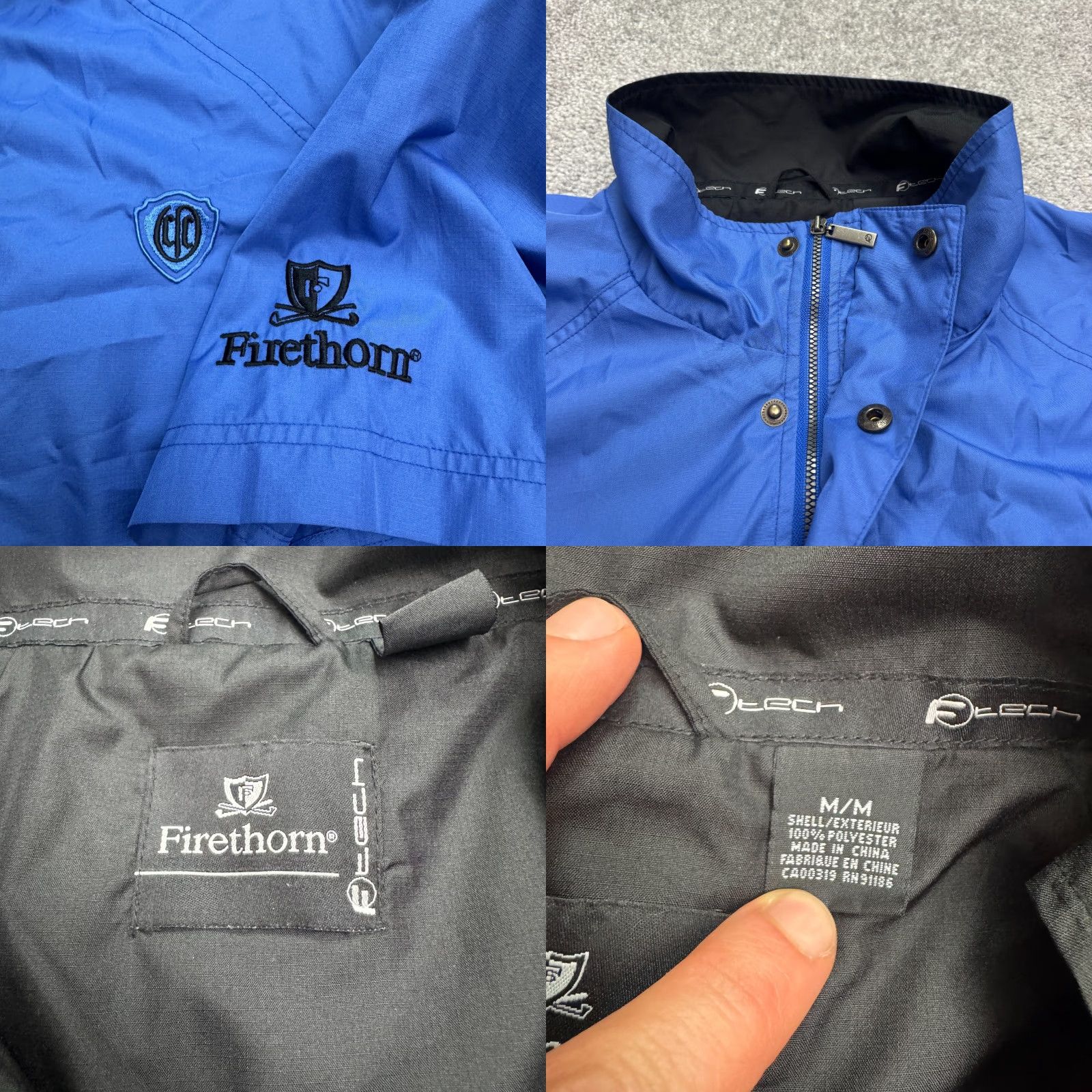 Vintage Firethorn Windbreaker Jacket Mens Medium Blue Short Sleeve 1/4 Snap Casual Golf Breathable Pockets Logo Size US 31 - 8 Thumbnail