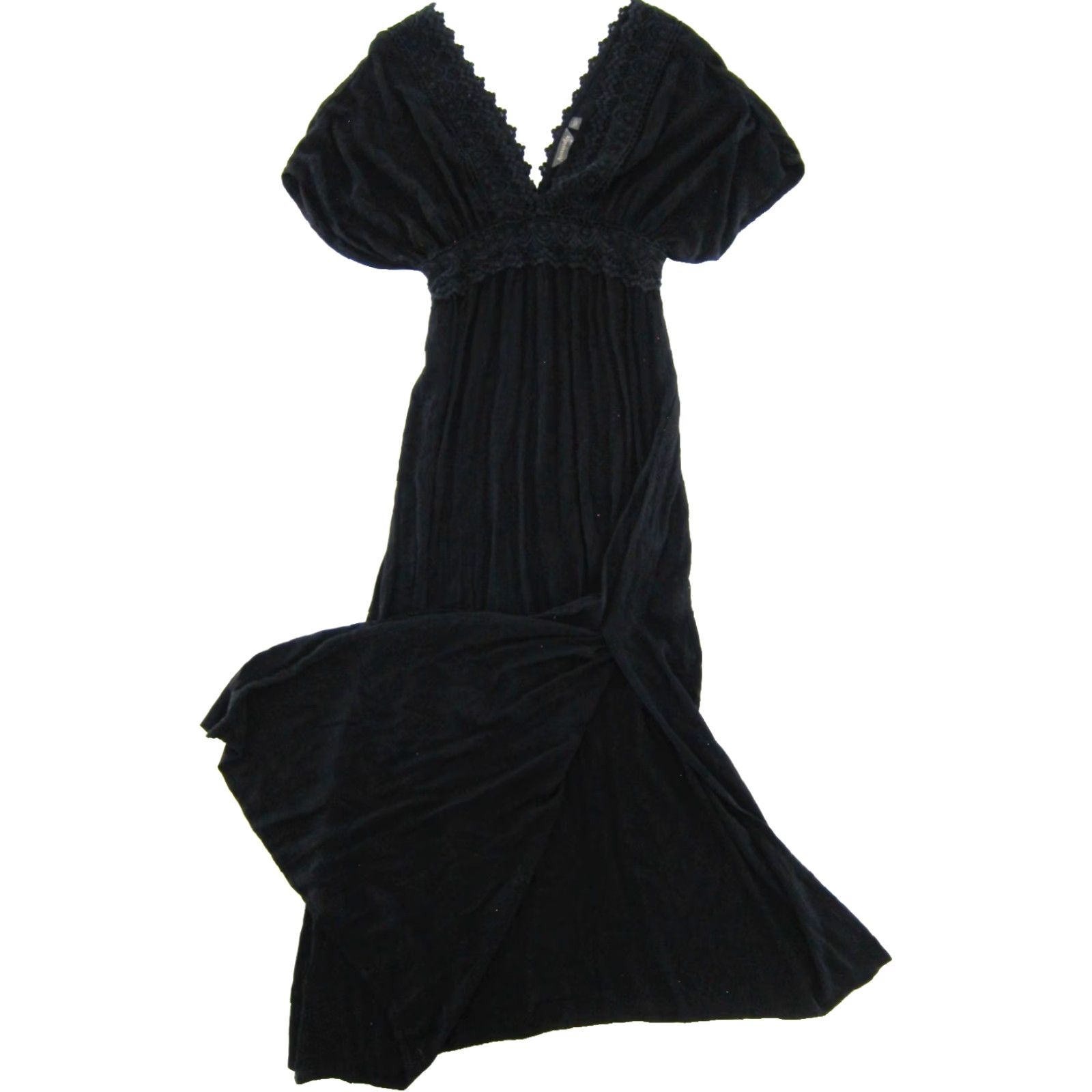 Vintage Accessorize Dress Black Maxi V-Neck Embroidered 100% Rayon Small Womens Size S / US 4 / IT 40 - 5 Thumbnail