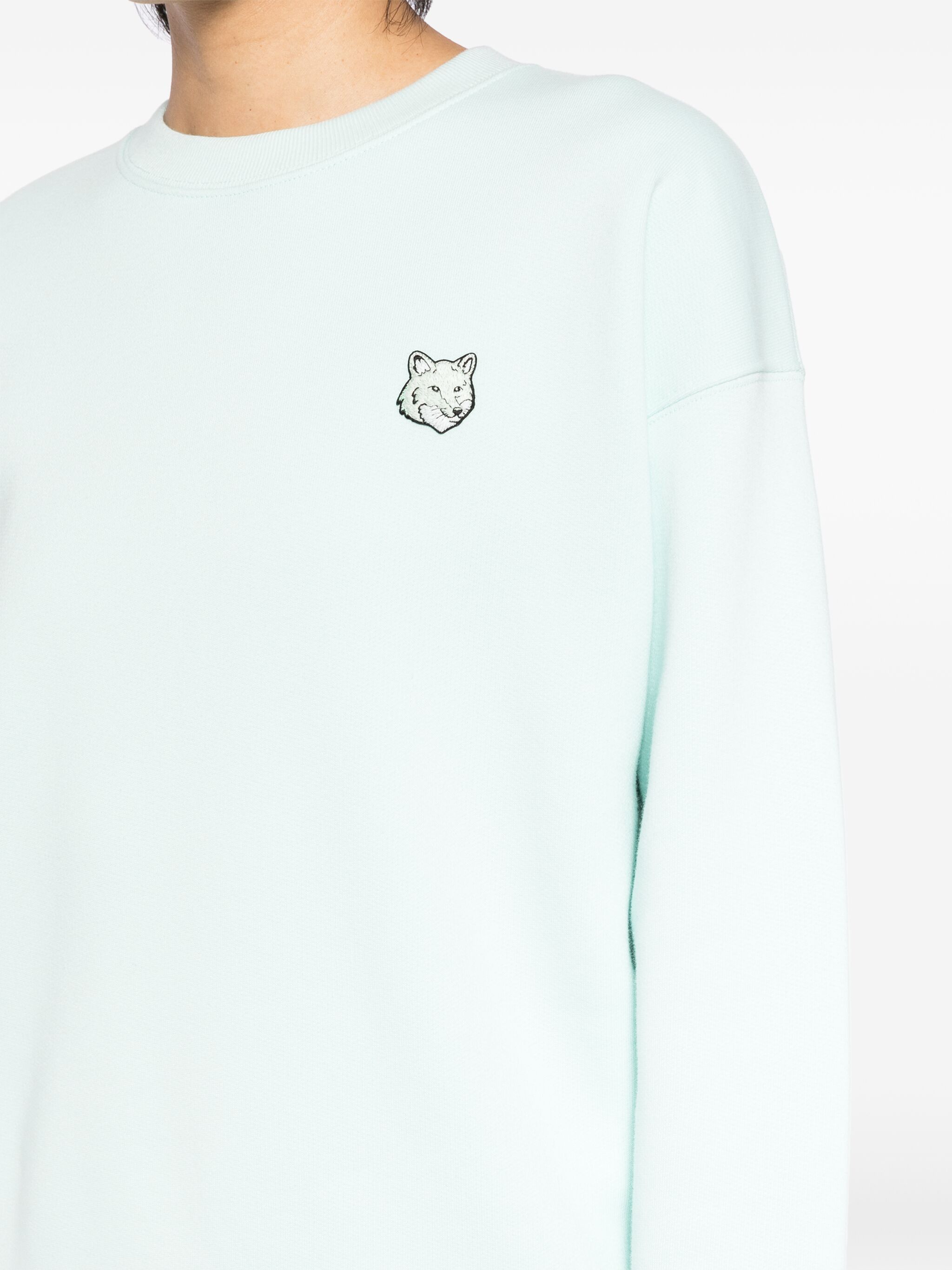 Maison Kitsune o1s22i1n1124 Bold Fox Head Crewneck Sweatshirt in Light Blue Size L / US 10 / IT 46 - 5 Thumbnail