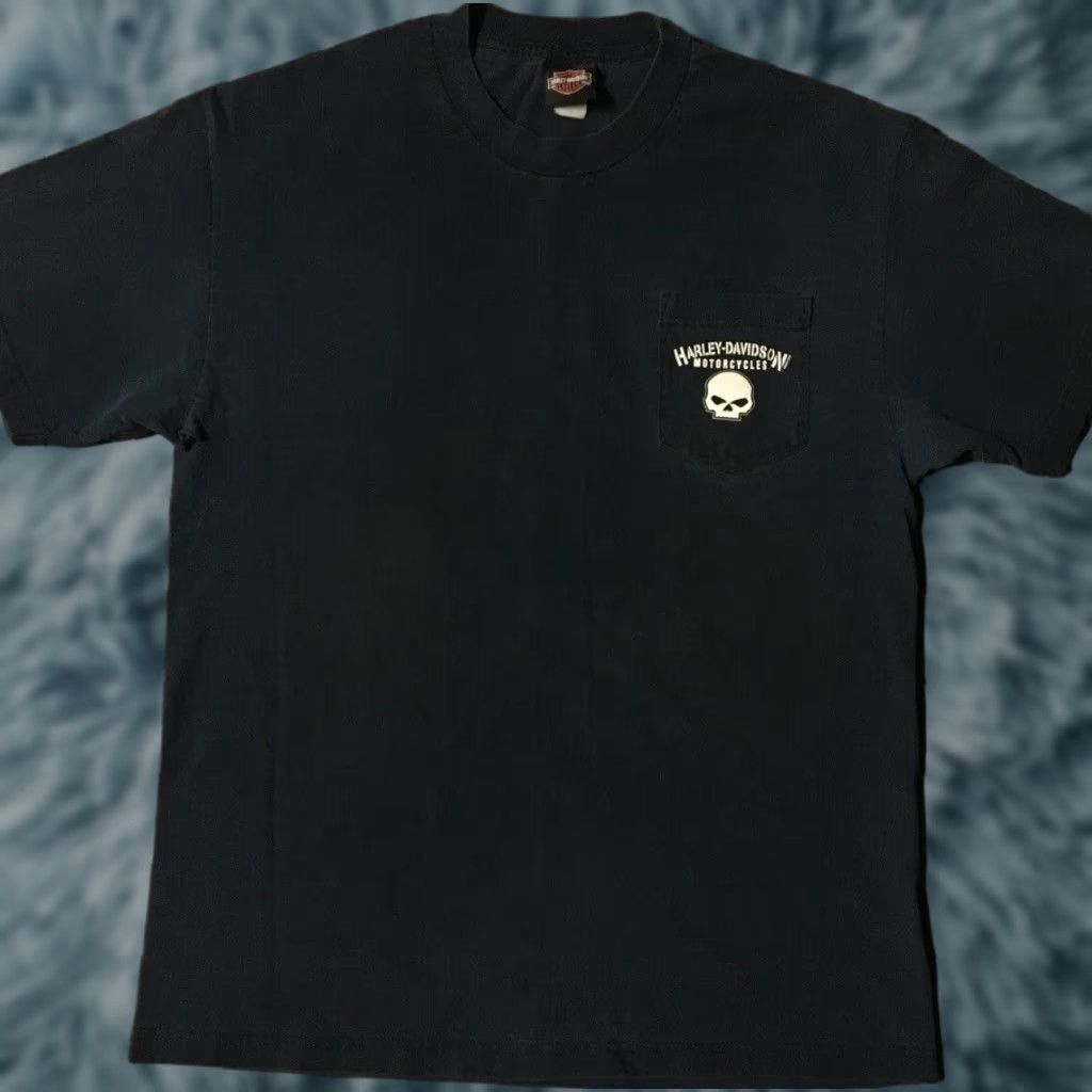 Harley Davidson VINTAGE Harley-Davidson Shirt Mens L Arizona Faded Ghost Skull Blue Cotton Graphic Tee 90s Biker Punk Grunge Casual Size US L / EU 52-54 / 3 - 1 Thumbnail