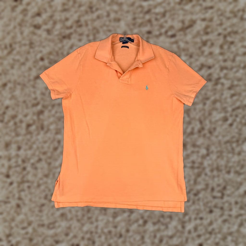 Ralph Lauren VINTAGE Ralph Lauren Polo Shirt Men Large Orange 100% Cotton Custom Fit Polo Shirt Men L Orange Modern American Sports Mens Size US L / EU 52-54 / 3 - 1 Thumbnail