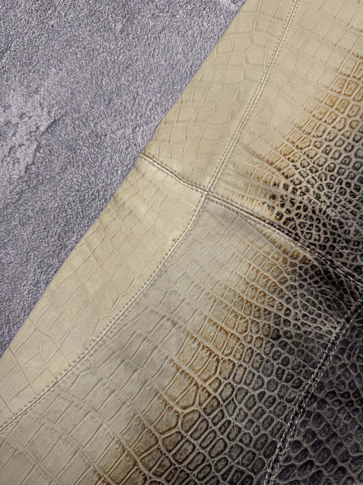 Other Corpo Nove Crocodile Embossed Leather Trousers Beige Brown Size 34" / US 12 / IT 48 - 14 Thumbnail