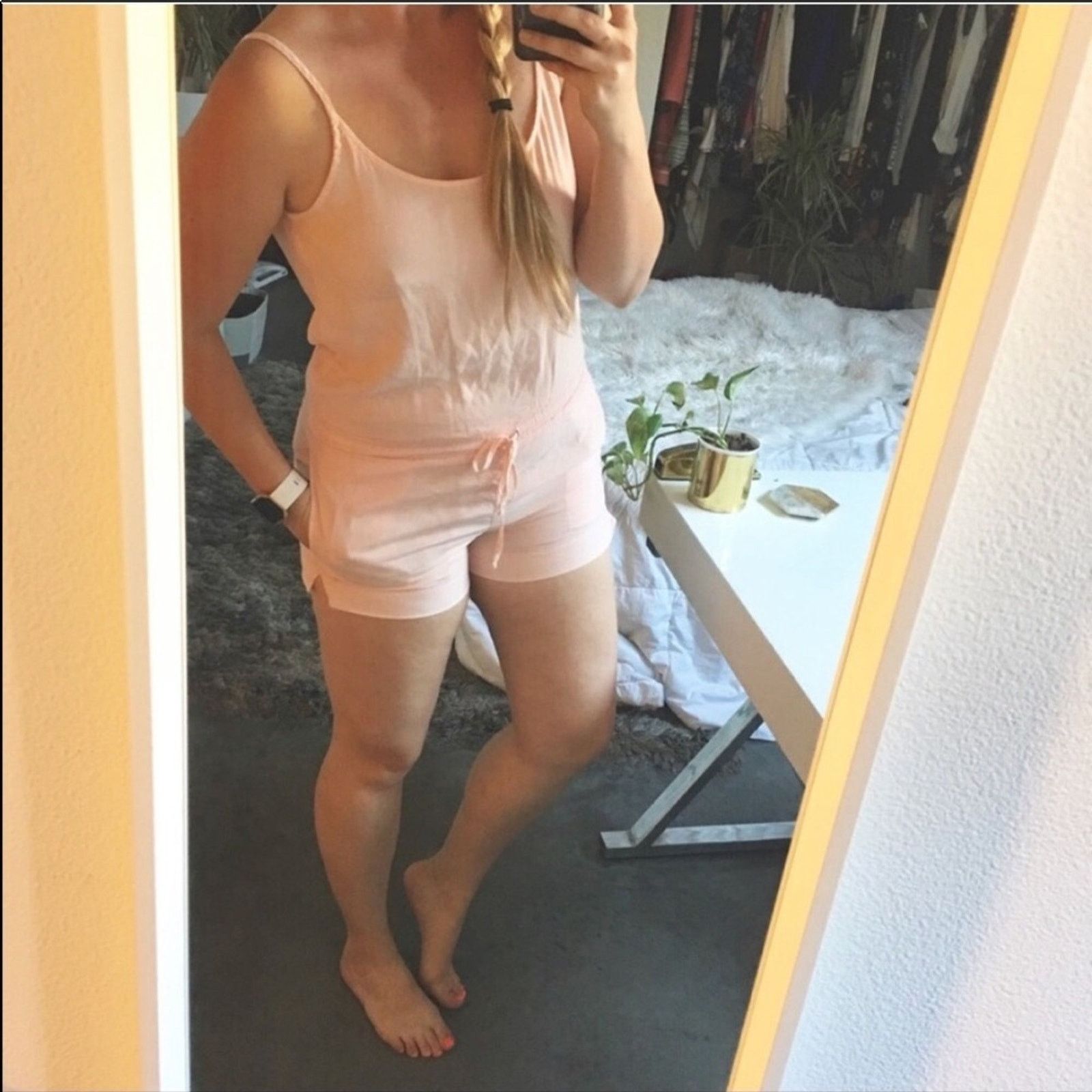 Anthropologie NEW ANTHROPOLOGIE Cloth Stone Cream Pink Tank Shorts Romper Size 27" / US 4 / IT 40 - 4 Thumbnail